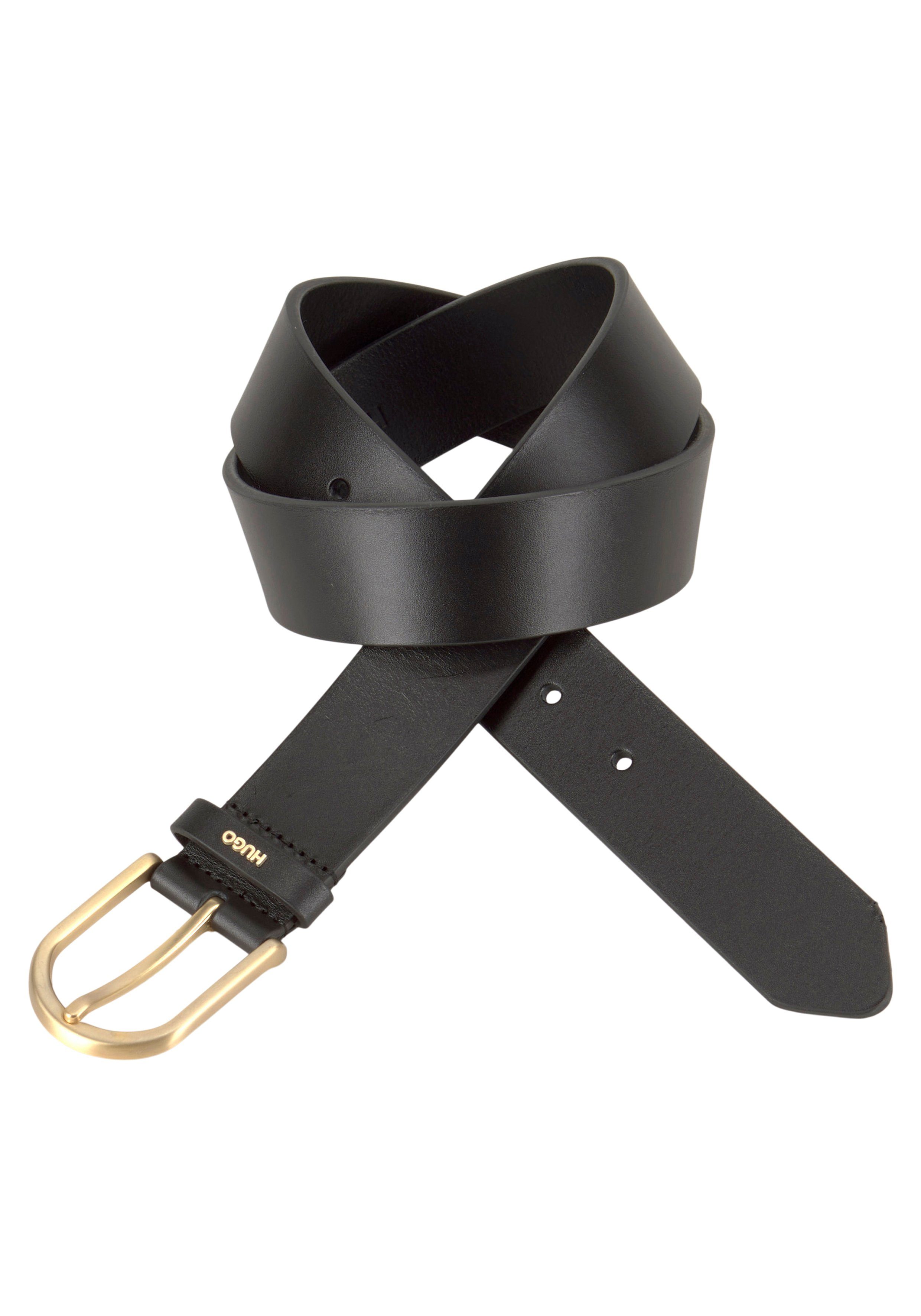 HUGO Ledergürtel Zoey Belt Black Verschluss kontrastfarbener 35cm am mit Boss-Prägung