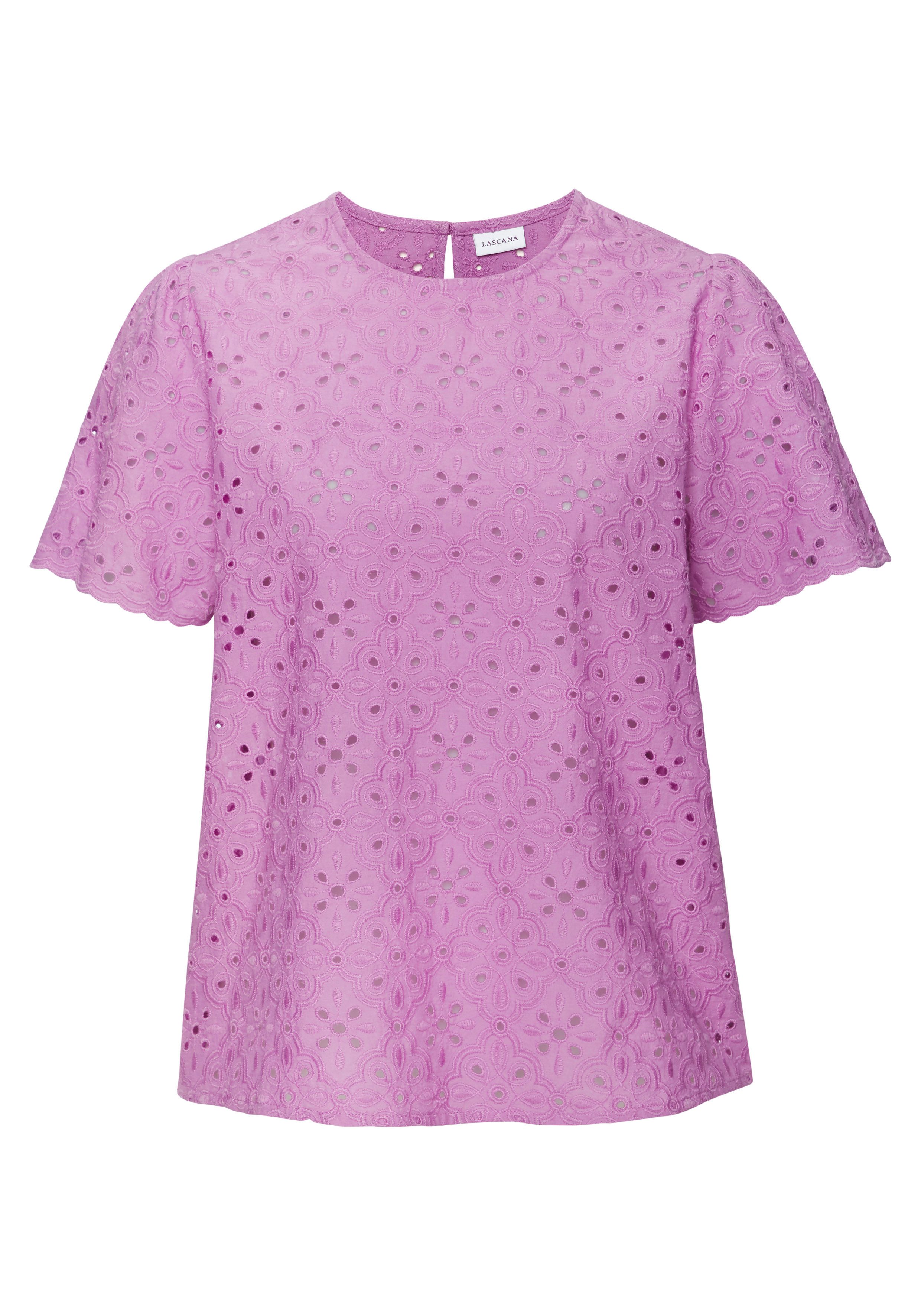 LASCANA Kurzarmbluse mit Lochstickerei, Damenbluse, casual-elegant. € 59,99