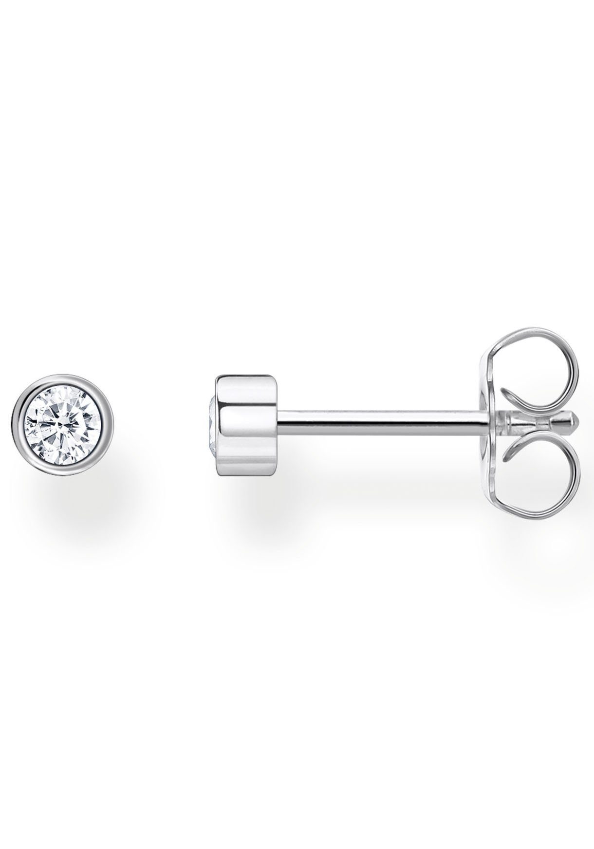 THOMAS SABO Single-Ohrstecker weißer Stein gold, weißer Stein silber, mit Zirkonia (synth)