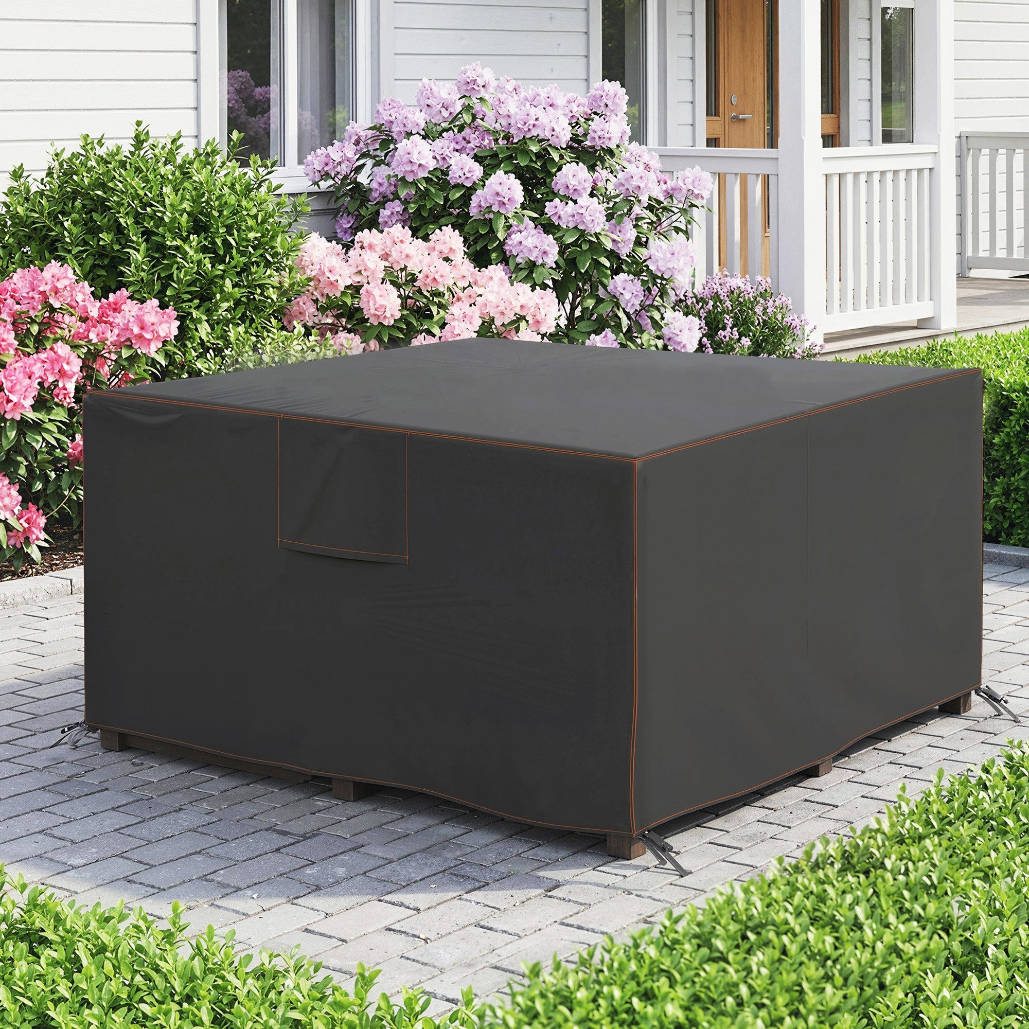 MC Star Gartenmöbel-Schutzhülle Schutzhülle für Gartenmöbel Winterfest Wasserdicht Abdeckung (Anti-UV Abdeckplane 420D Oxford Gewebe 125x125x74cm Schwarz)