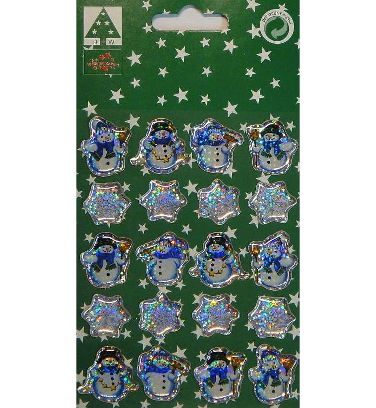 RIFFELMACHER & WEINBERGER Aufkleber Weihnachts-Sticker-Set 2 Bögen Schneemann Teddybären Sterne Aufkleber
