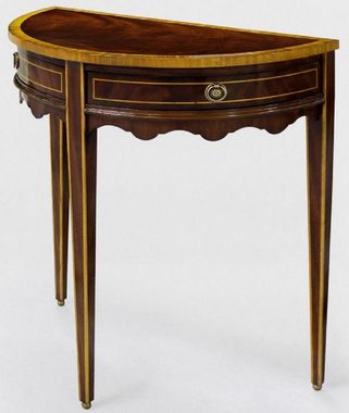Casa Padrino Beistelltisch Luxus Barock Beistelltisch Dunkelbraun / Hellbraun 71 x 36 x H. 74 cm - Halbrunder Mahagoni Tisch mit 2 Schubladen - Nachttisch - Nachtkommode - Barock Möbel