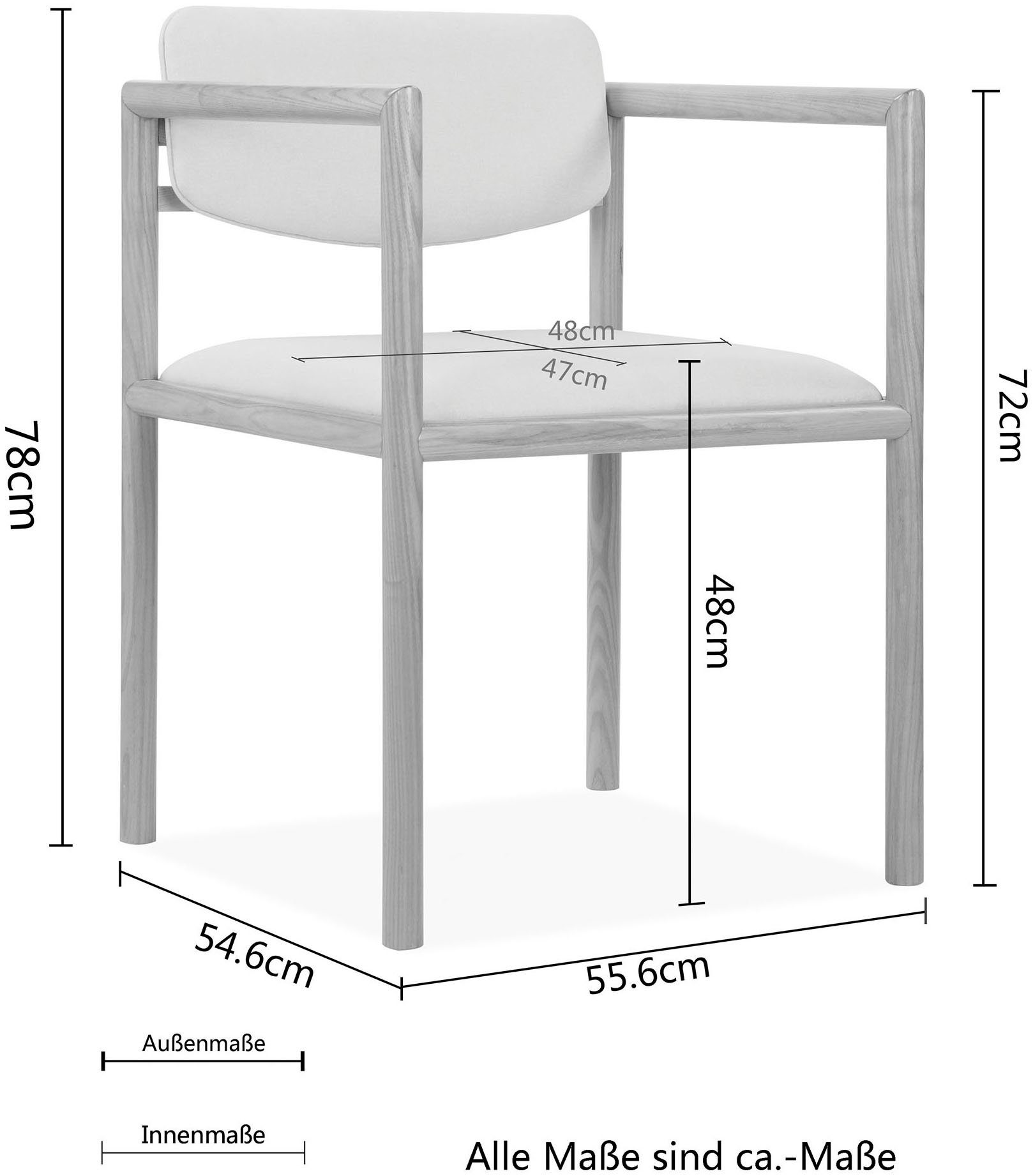 by Gercke Home In natur/anthrazit 4 cm Noelia, Farben, Esszimmerstuhl Lena LeGer 55 Breite Massivholz,