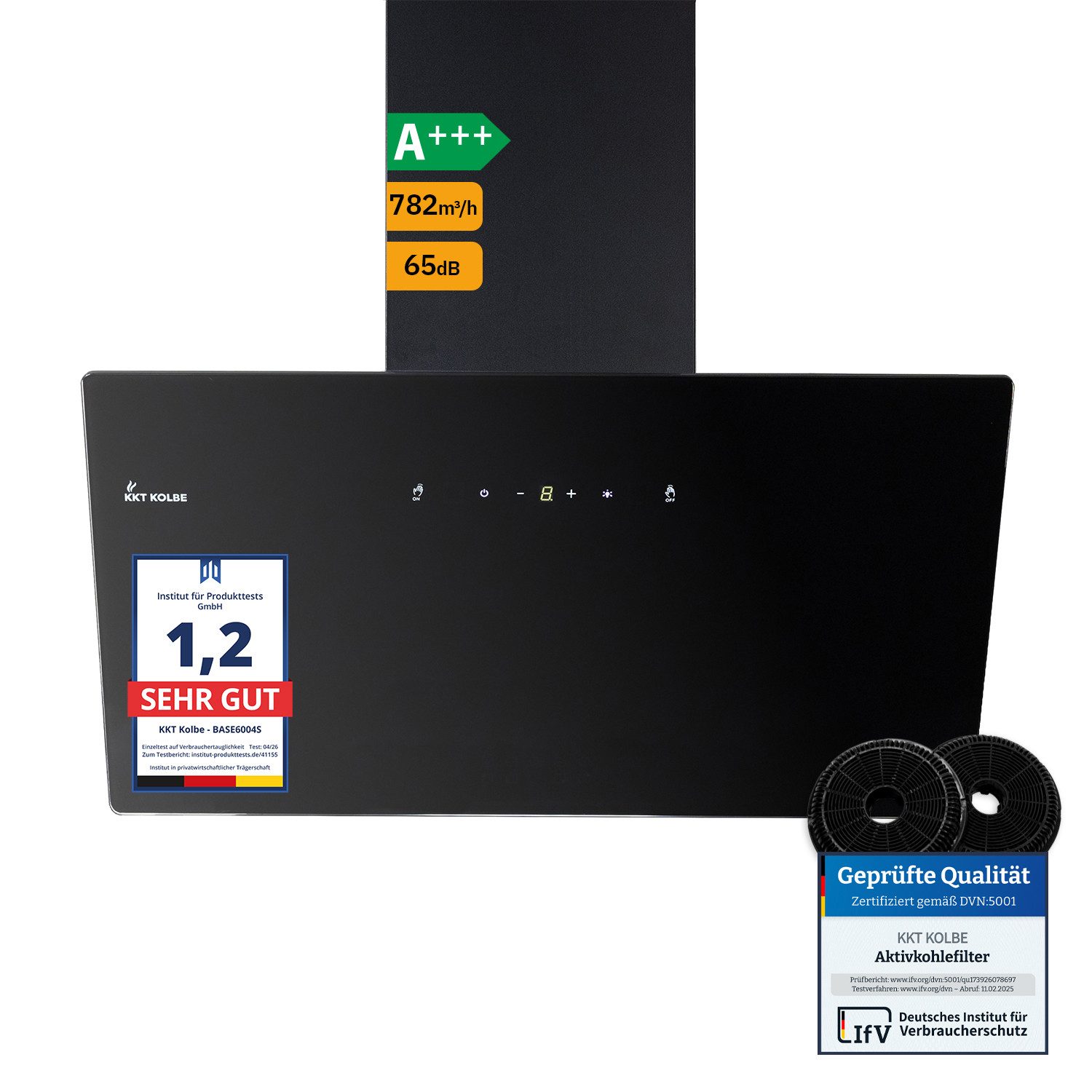 KKT KOLBE Wandhaube Dunstabzugshaube 60cm BASE6004S Dunstabzugshaube 60cm BASE6004S, Abzugshaube / Abluft / 60cm / Umluft / Schwarz / Gestensteuerung / LED
