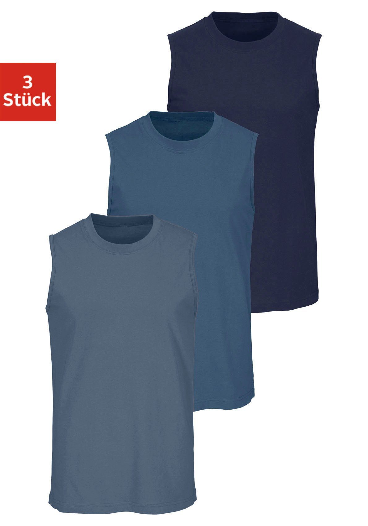 H.I.S Muscleshirt Packung, 3 Stk. tlg. mit Rundhalsausschnitt günstig online kaufen