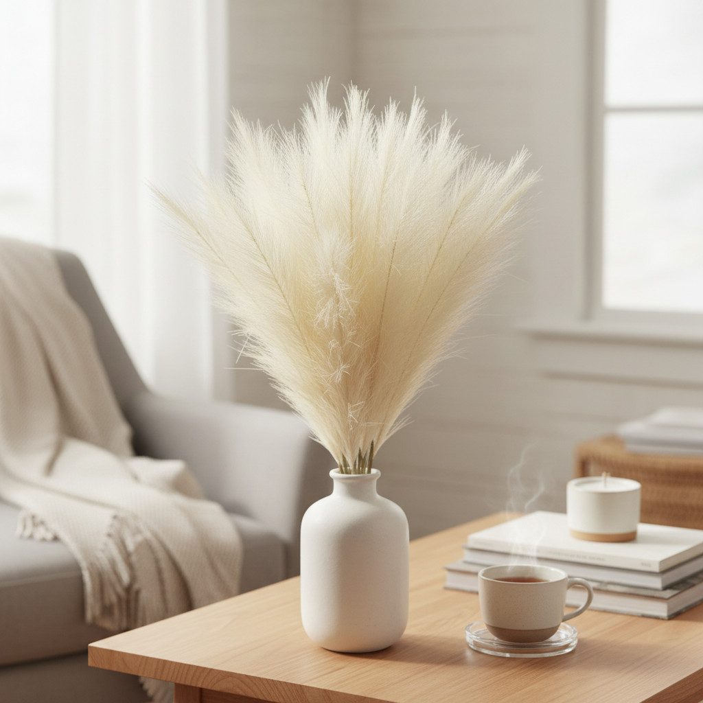 Kunstblume Künstliches Pampasgras 30 Stück Set Deko – Kunstpflanze flauschig Boho Pampasgras, Fanci Home, für Wohnzimmer Schlafzimmer, langlebig pflegeleicht