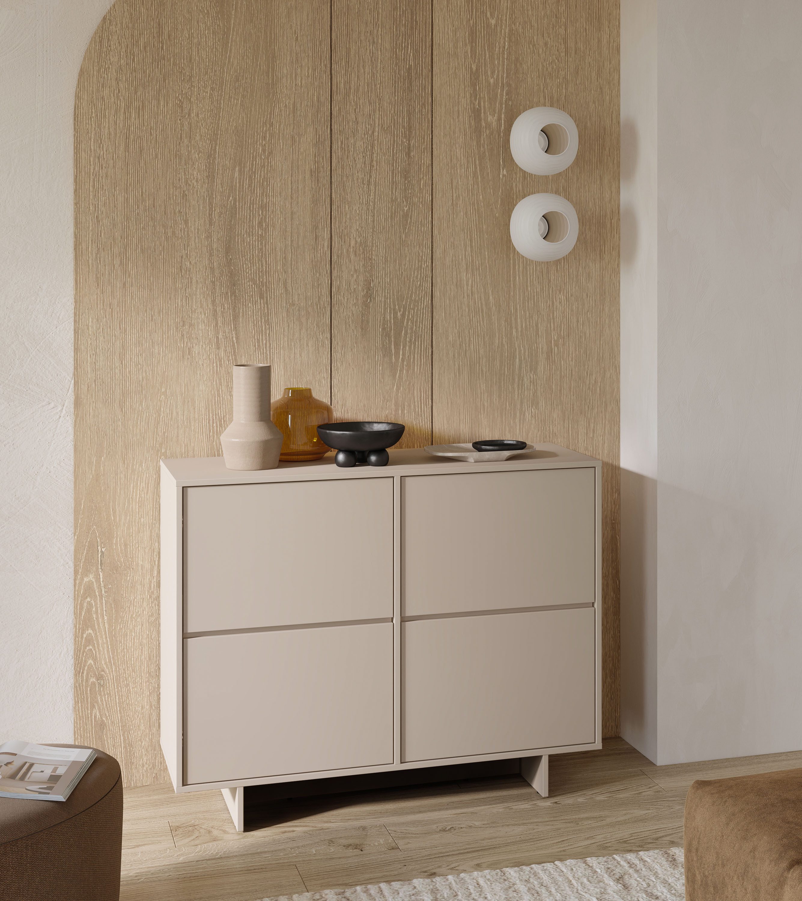 OTTO home Sideboard Tatami, Stilvolle, moderne grifflose Kommode 2 Türen, Breite 111cm, Anrichte mit viel Stauraum, Böden verstellbar, push-to-open-Funktion