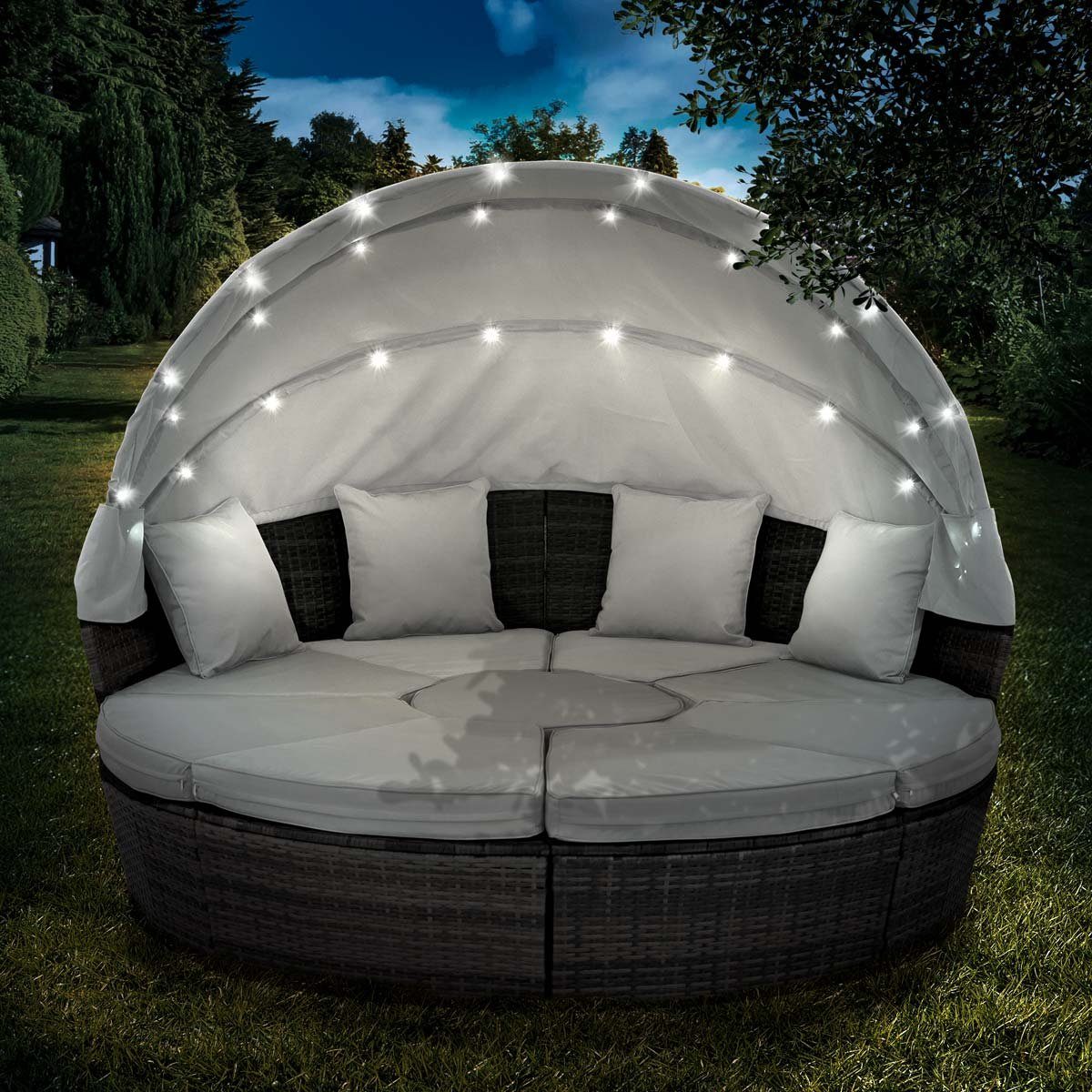 BRAST GartenloungeSet Sonneninsel Lounge Set, incl. Abdeckung + LEDs