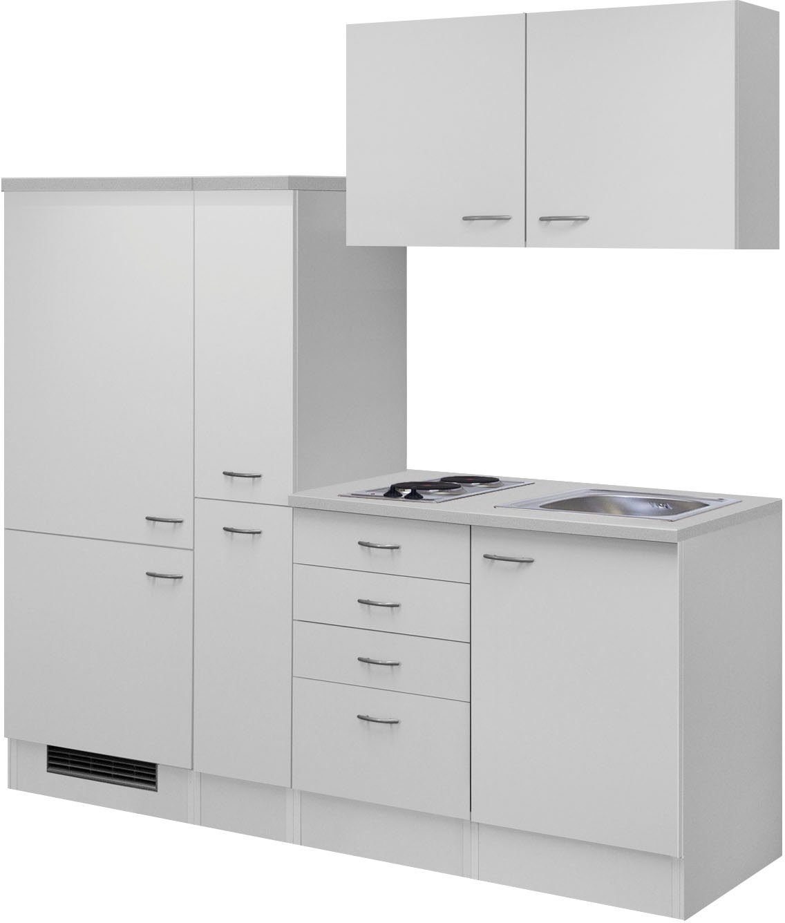 Flex-Well Küchenzeile Wito, Gesamtbreite 190 cm, mit Apothekerschrank, mit Einbau-Kühlschrank etc.
