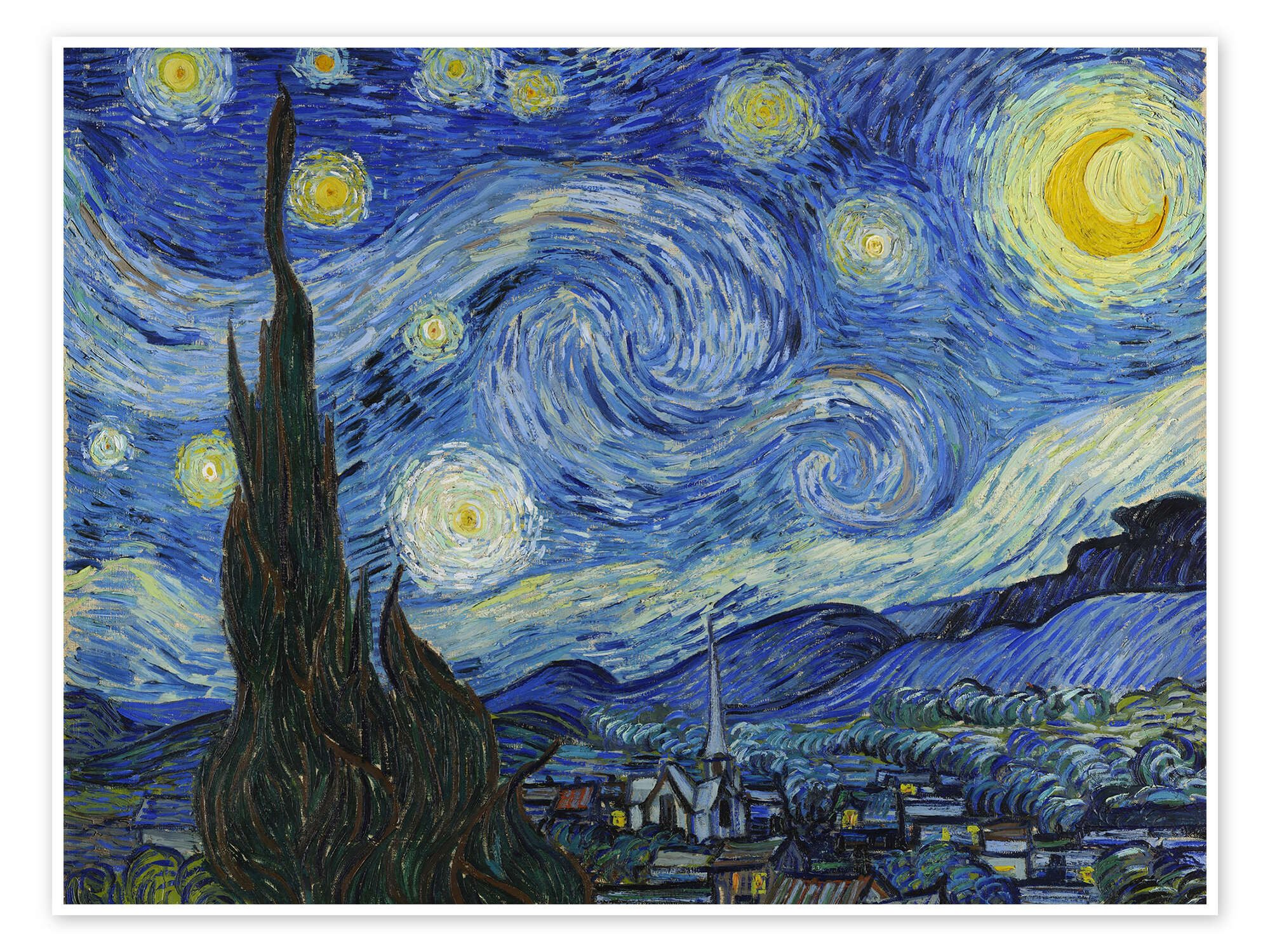 Posterlounge Wandbild Sternennacht, Vincent van Gogh, erhältlich als Poster, Leinwandbild, Wandsticker oder Acrylglasbild