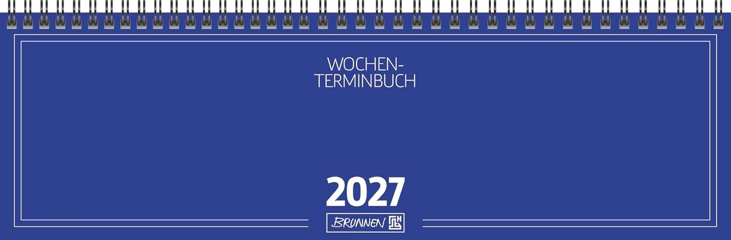 BRUNNEN Querkalender BRUNNEN Querterminbuch Mod. 774 2027, 326×102 mm, Karton, blau