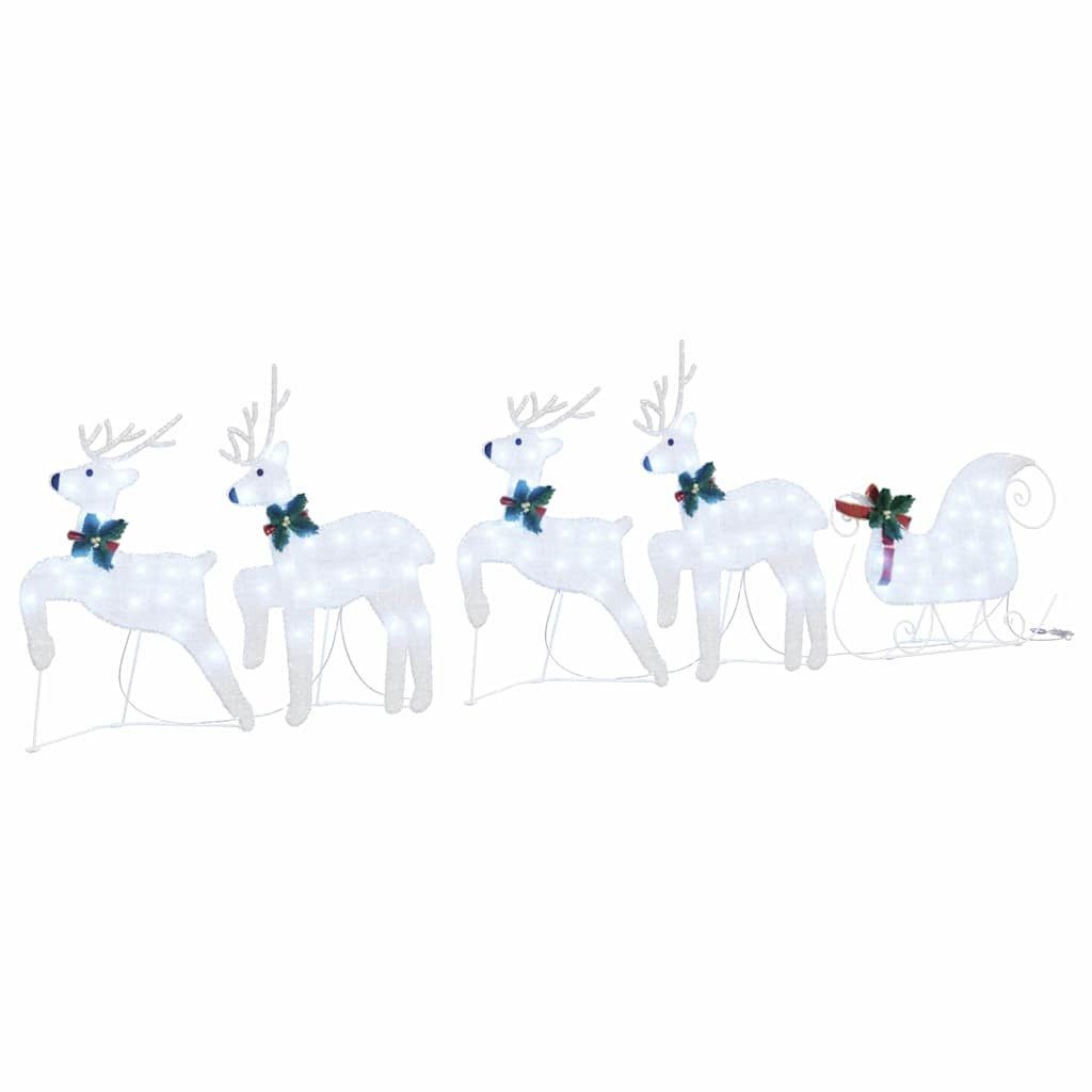 vidaXL Weihnachtsszene, LED Rentiere 5 pcs Silber Stoff