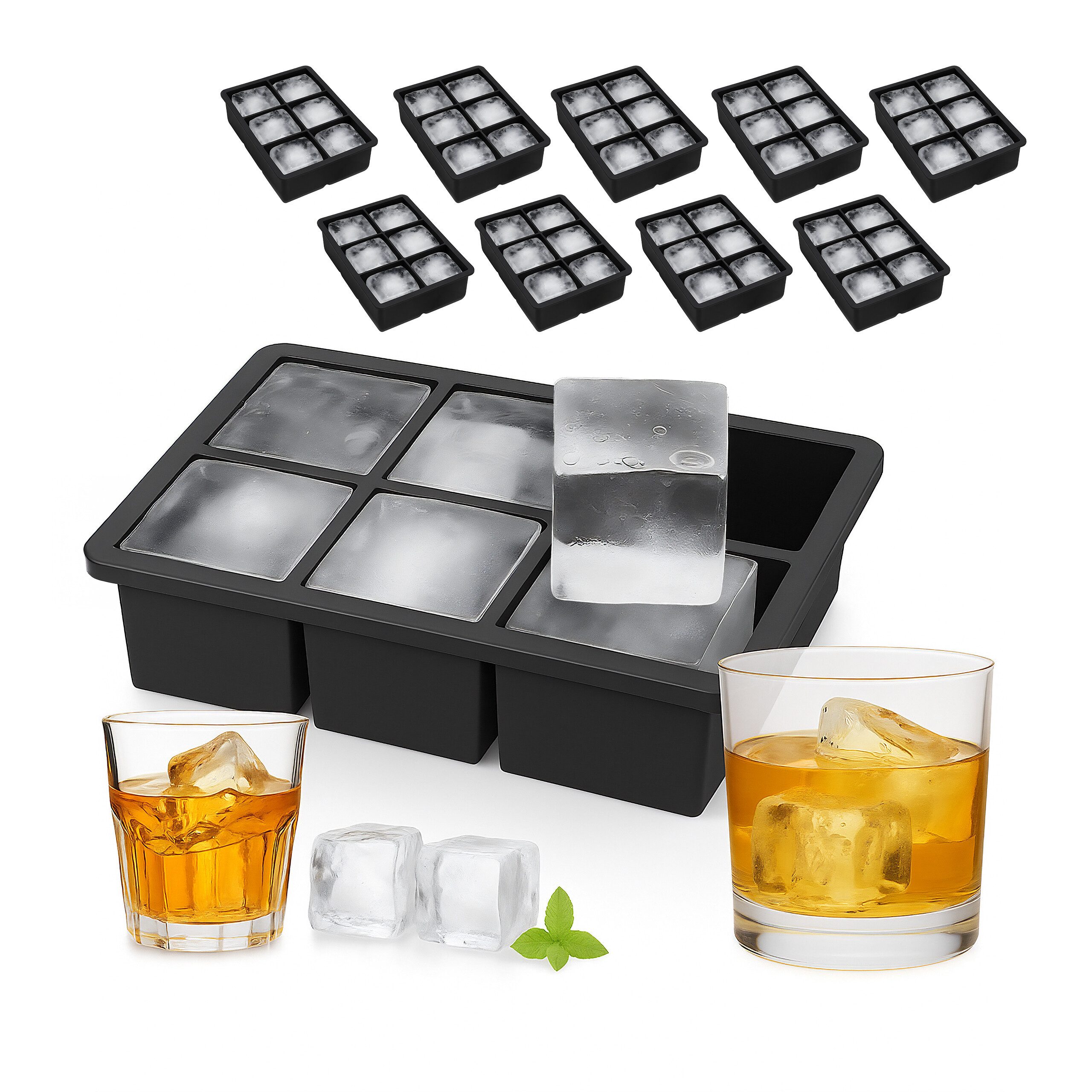 Eiswürfelbehälter 10 x Eiswürfelform Silikon 5 cm