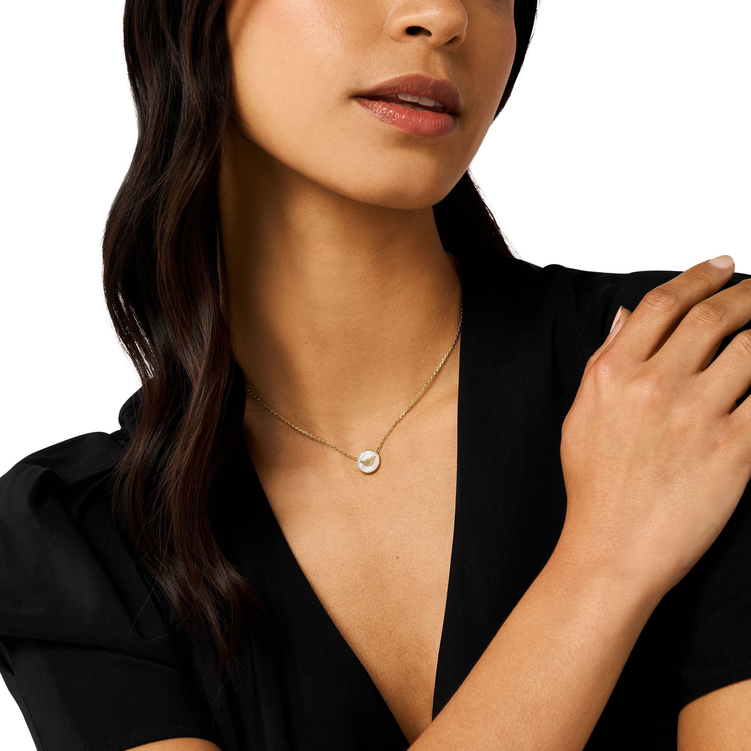 Emporio Armani Kette mit Anhänger Schmuck Geschenk Metall Halsschmuck Halskette, mit Perlmutt