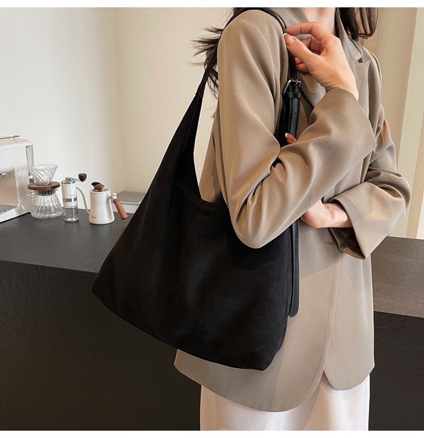 nsihing Schultertasche Wildleder-Synthetikleder Hobo-Tasche für Damen,Schulter-Tragetasche – Bild 3 von 5