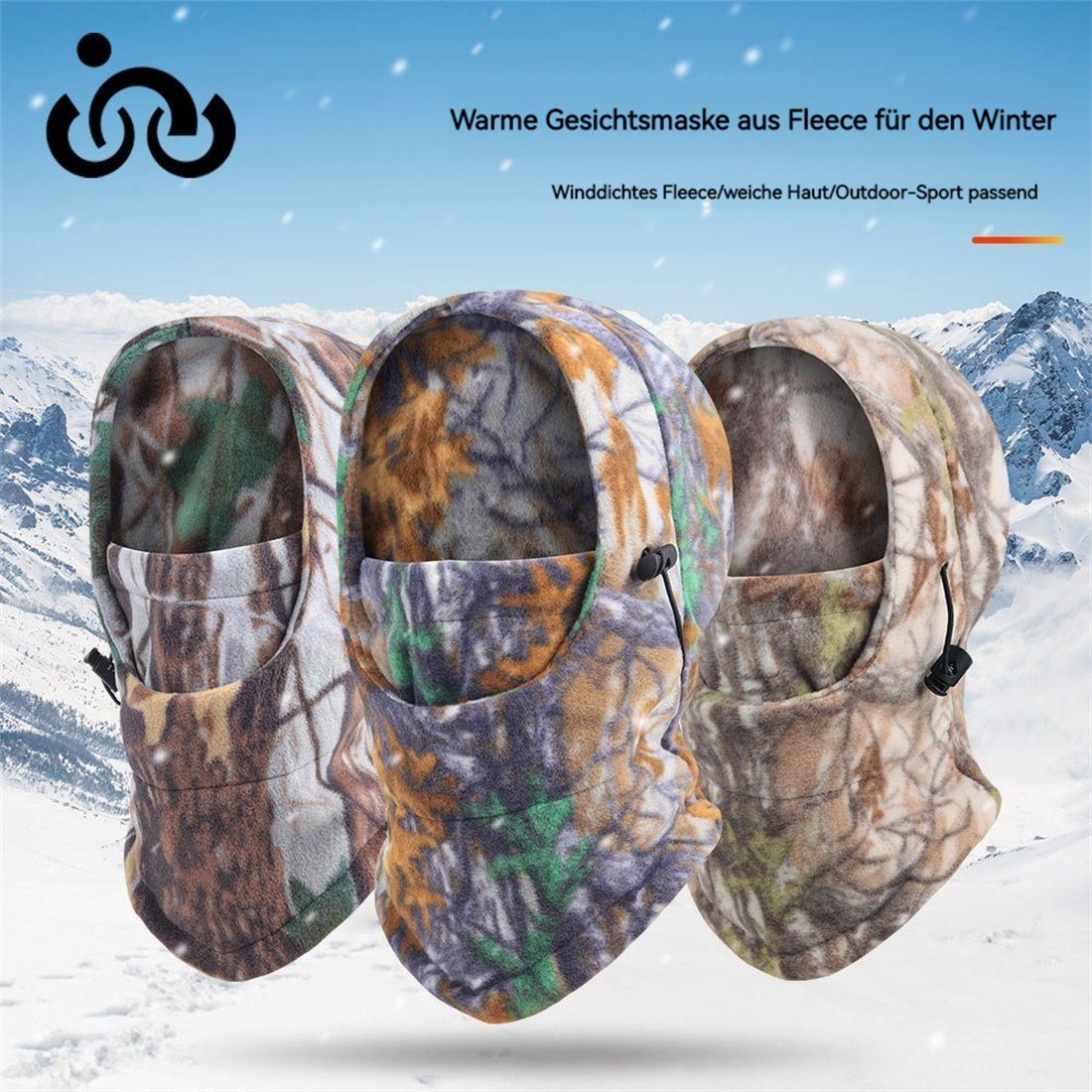 Sturmhaube Camouflage Reiten Sport Warme Maske, Kopfbedeckung DÖRÖY Herren Winter