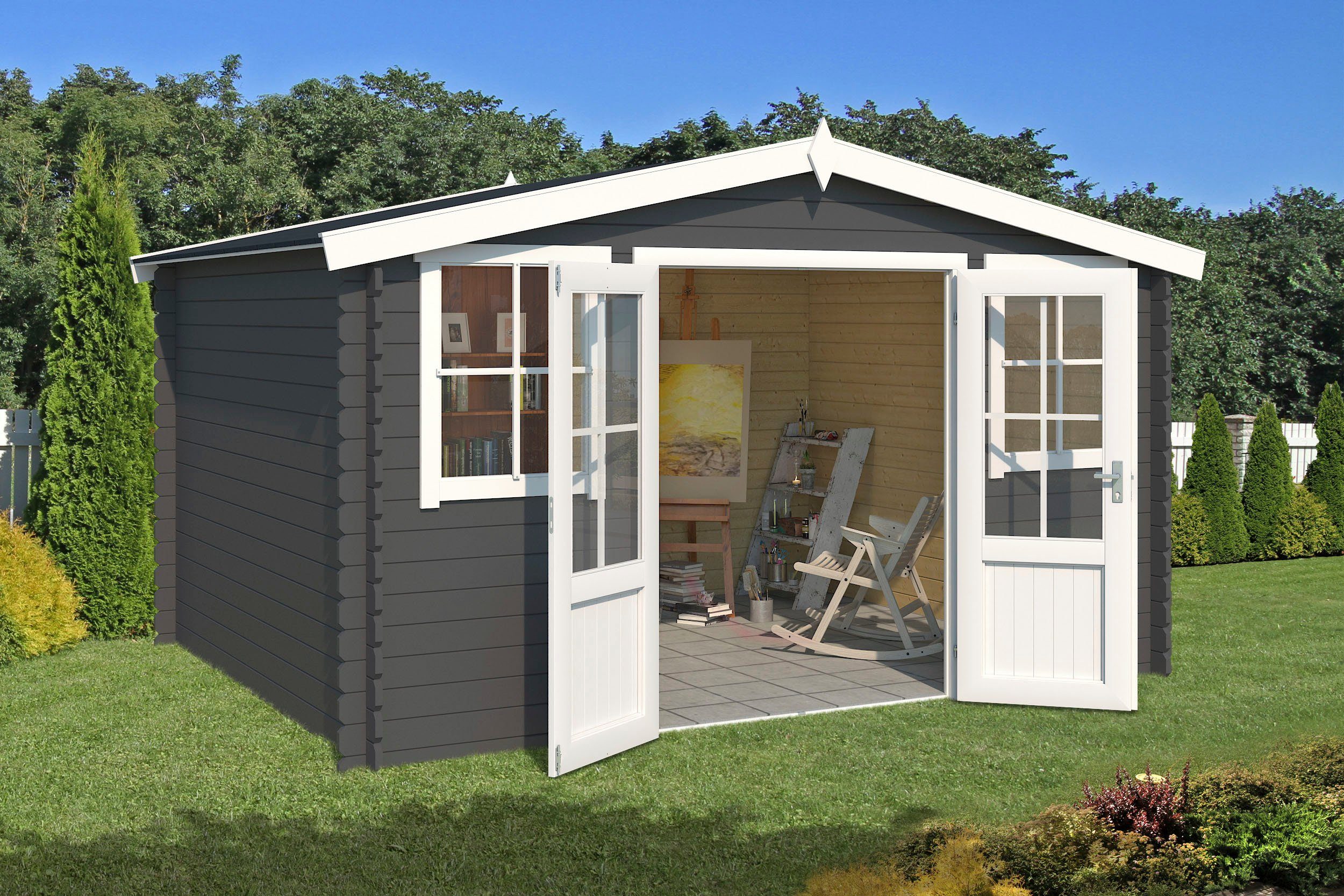 LASITA MAJA Gartenhaus Dallas, BxT: 411x312 cm, Blockbohlenhaus 28mm