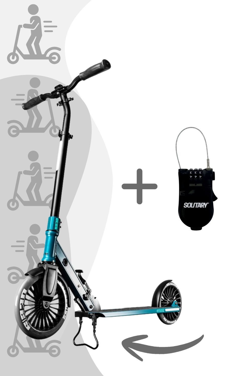 Solitary Laufrad Scooter S-230 inkl. gratis Sicherheitsschloss, Leicht faltbar und schnell transportierbar