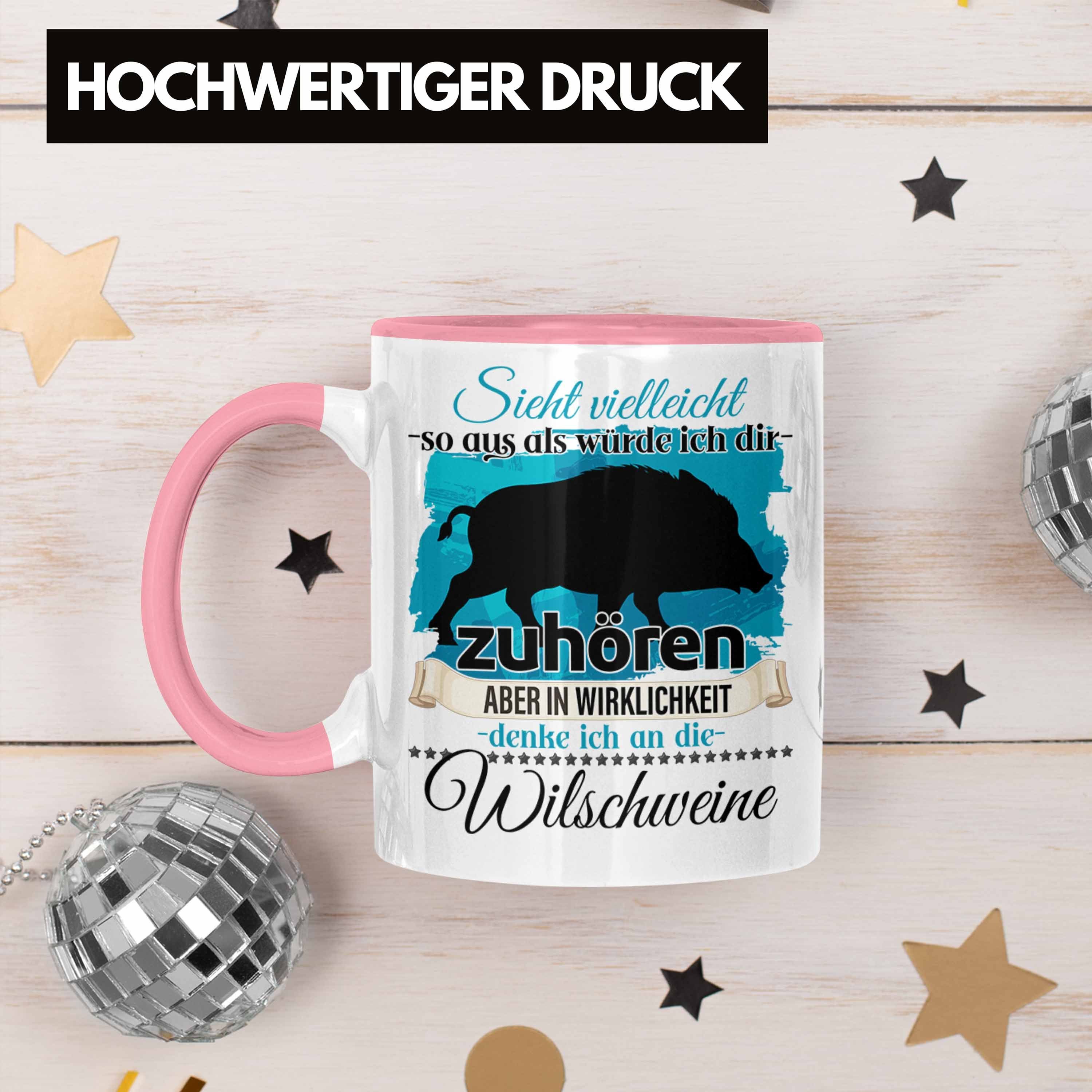 Trendation Tasse Trendation Geschenk Wildschwein Geschenkidee L Jäger Tasse - Liebhaber Rosa