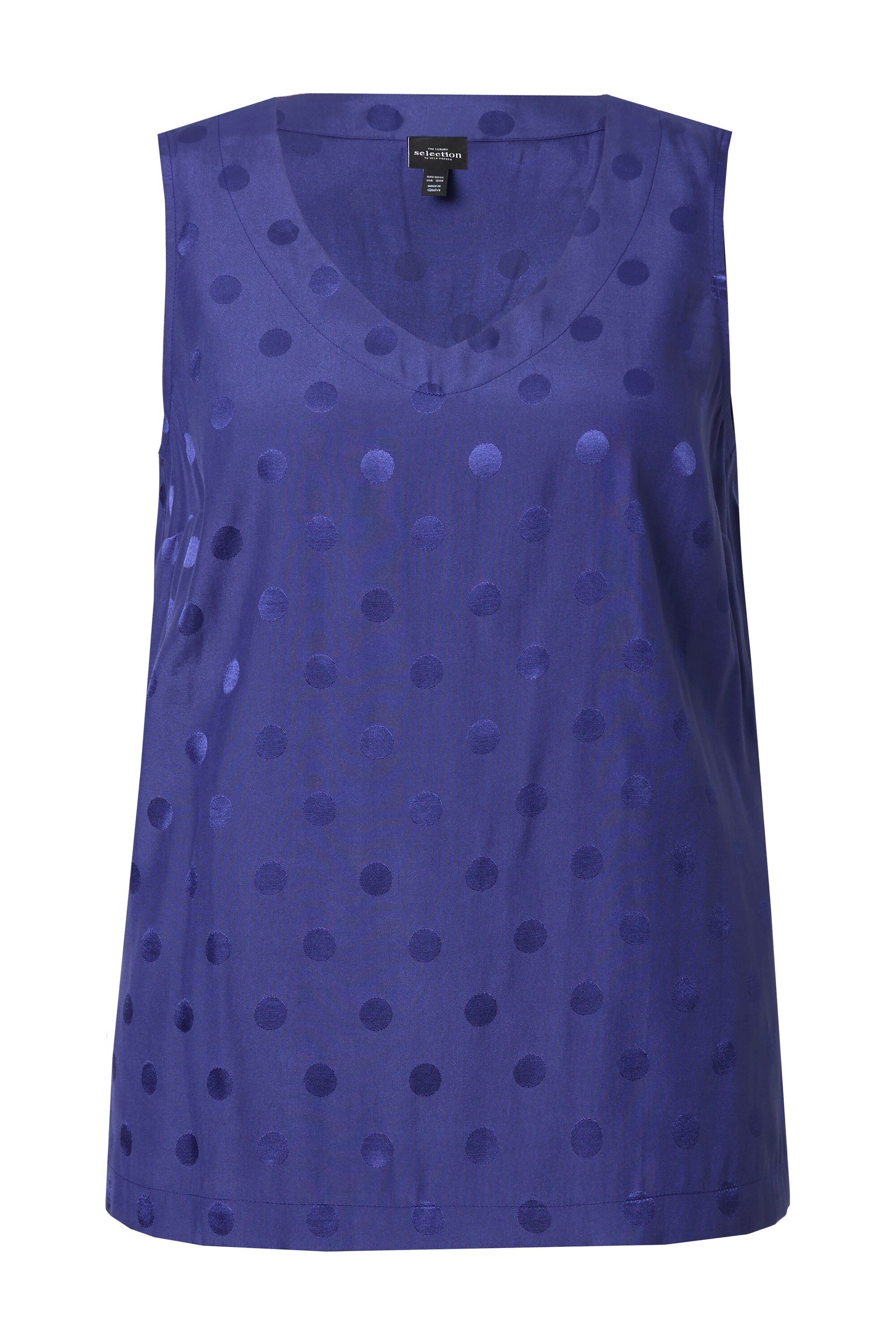 Ulla Popken Spitzenbluse Blusentop Jacquard-Punkte V-Ausschnitt günstig online kaufen