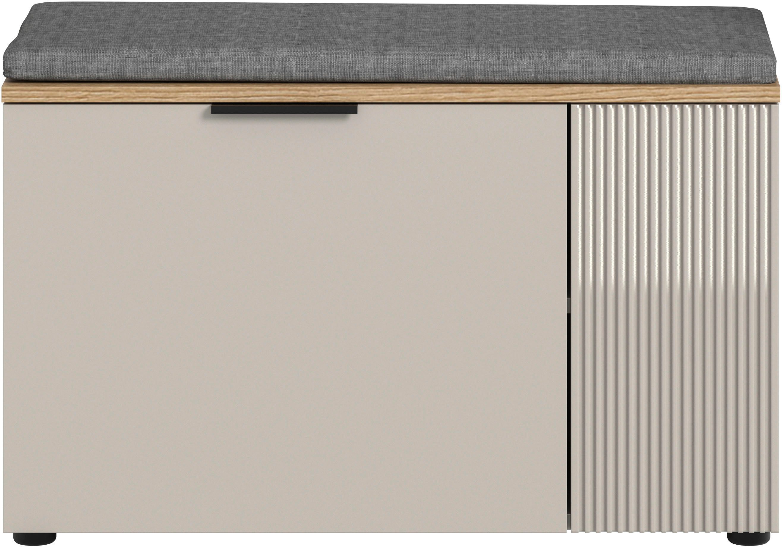 Home affaire Sitzbank EDIL, Breite 80cm, 2 Türen, 4 Fächer, inkl. Sitzkissen (2-St., moderne Farbkombination, Platz für ca. 6 Paar Schuhe), Garderobenbank, Bank, Flurbank, Schuhbank, Dielenbank