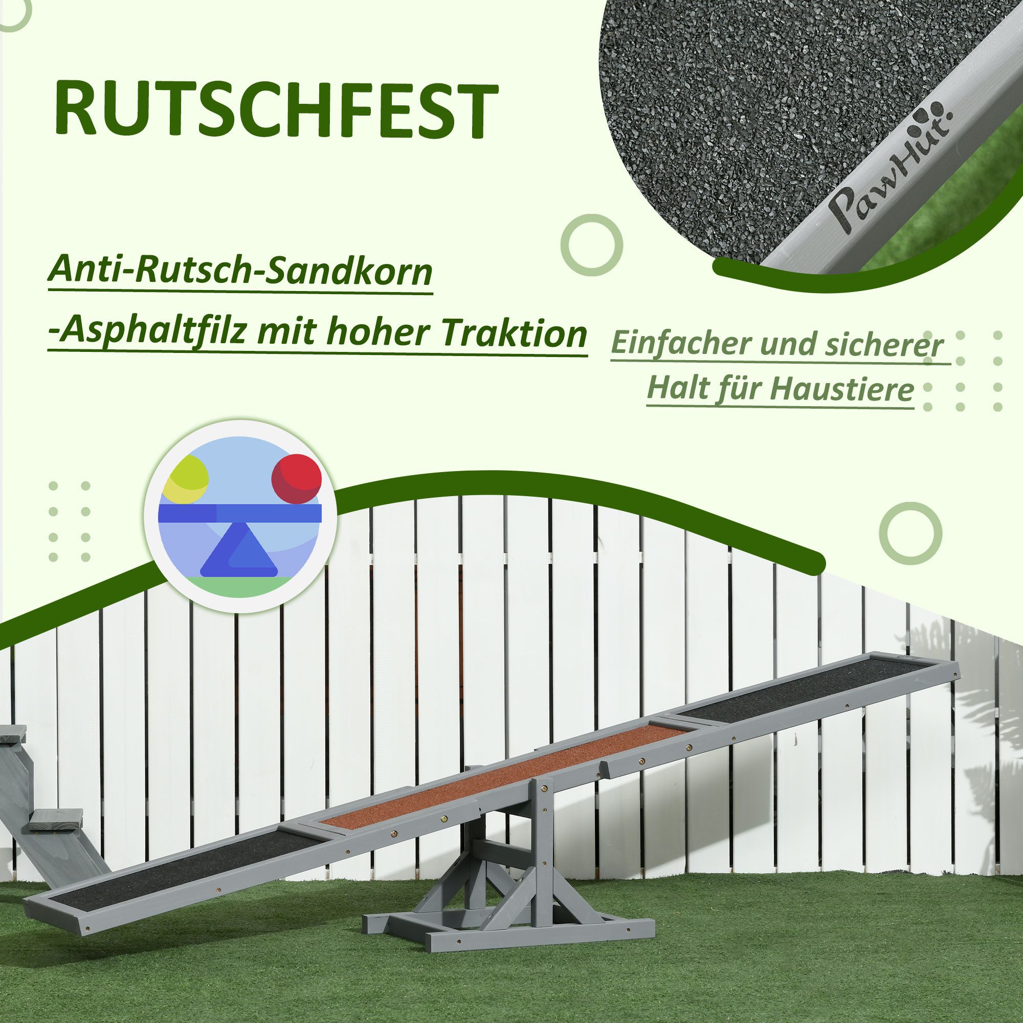 Thumbnail - MC Star Agility-Hürde Hundewippe Agility Wippe aus Holz für Hunde, Training & Hundesport, für große Hunde, 180x30x30cm