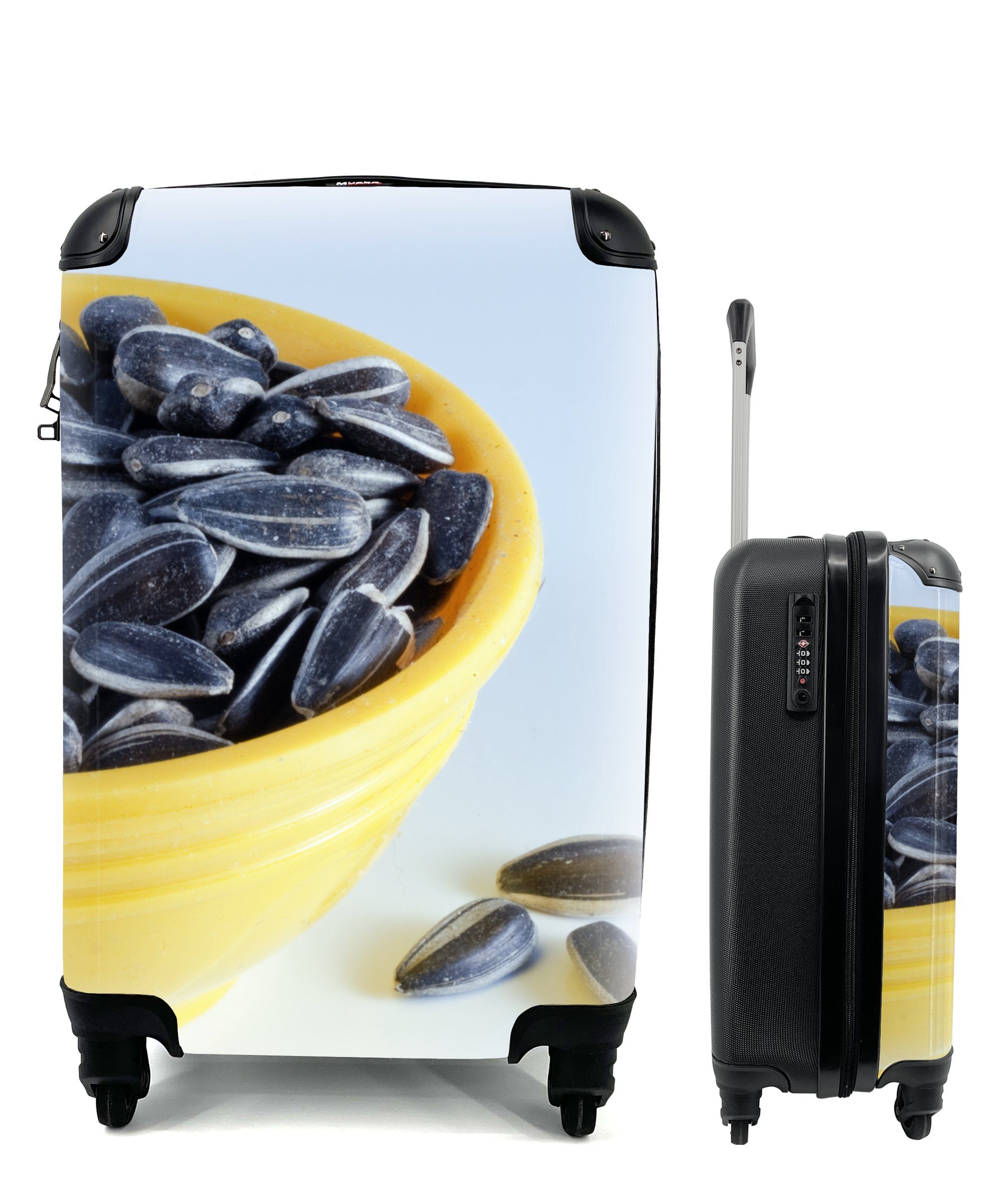 MuchoWow Handgepäckkoffer Sonnenblumenkerne in einer Reisekoffer paar, rollen, Handgepäck Schale gelben 4 Ferien, Trolley, ein Reisetasche mit Rollen, mit für