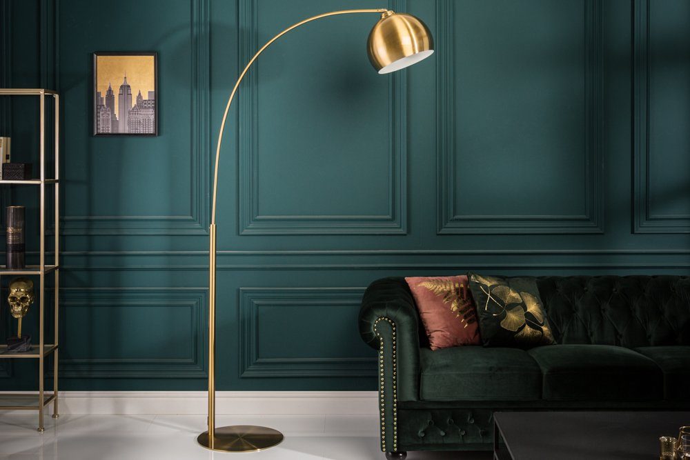 Modern Design Wohnzimmer riess-ambiente · ohne Bogenlampe Leuchtmittel, Metall · LOUNGE gold, verstellbar · DEAL 205cm