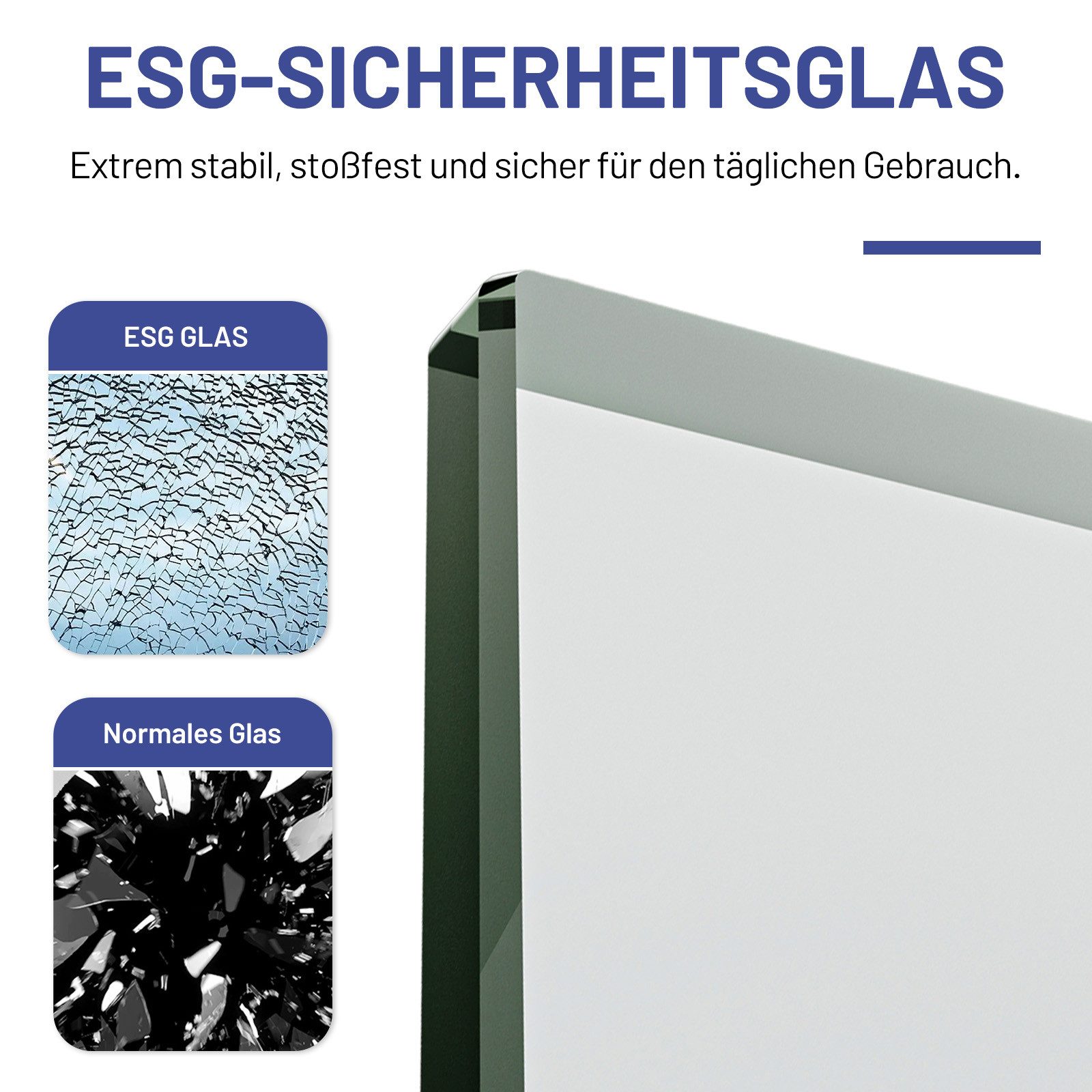 IMPTS Dusch-Drehtür Dusche Nische Duschtür Nischendusche, 70x185 cm, Sicherheitsglas, (Set, mit hochwertigen Aluminiumprofilen in Chrome) Duschtür Pendeltür Dus – Bild 5 von 5
