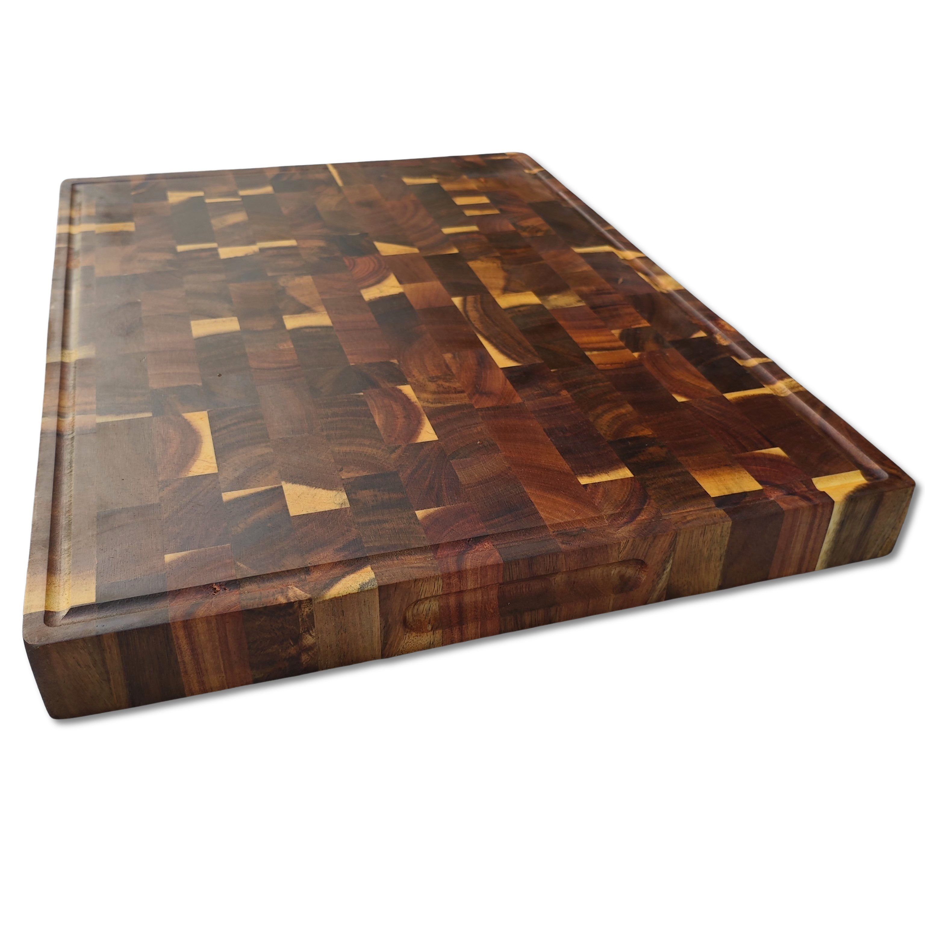 SattesGrün Schneidebrett XXL Schneide- und Servierbrett aus massivem Akazienholz –, (49 × 36 × 4 cm, Hackbrett), XXL Format, Massivholz, mit Saftrille und rutschfesten Füßen