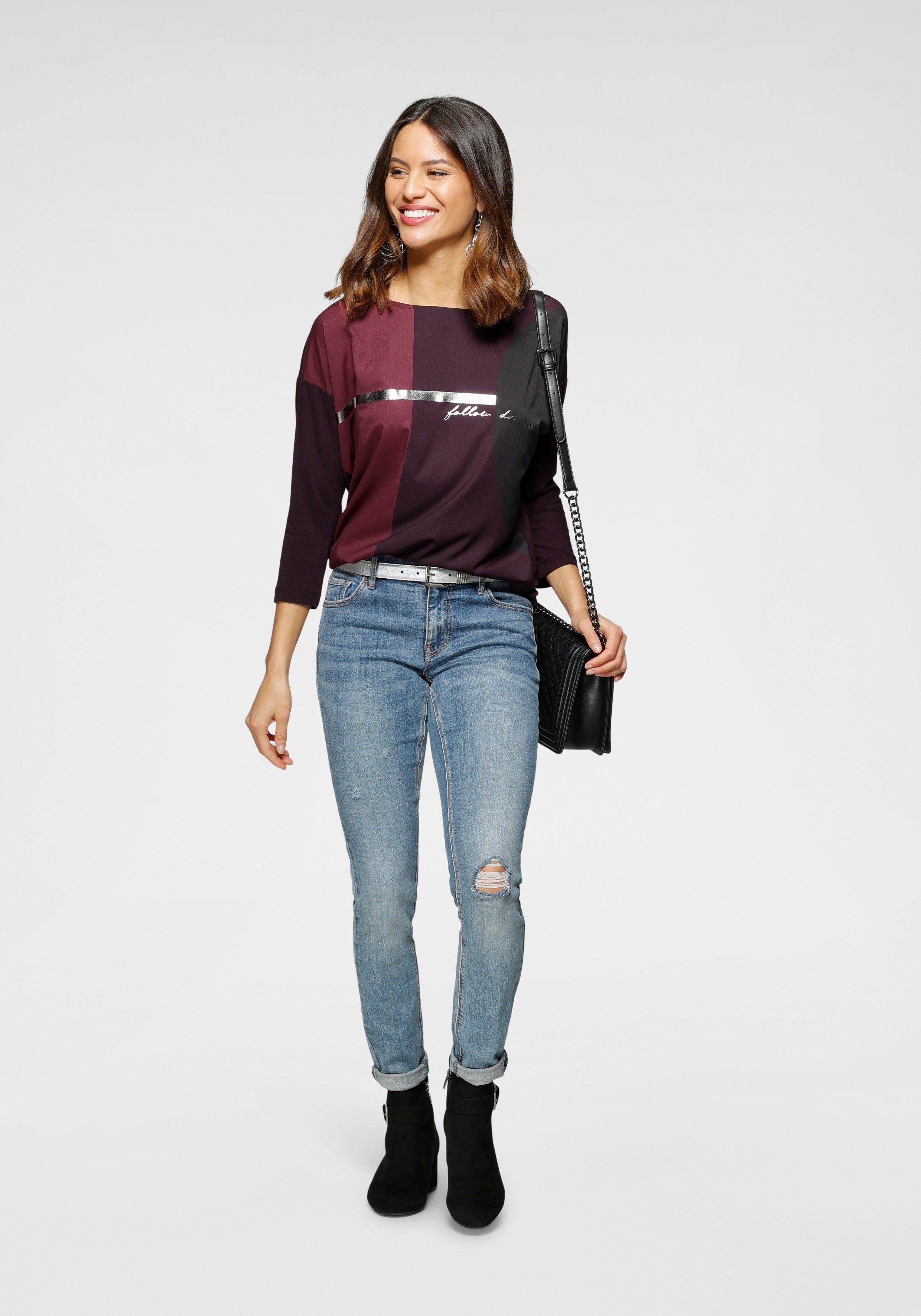 Laura Scott Hemdbluse im Materialmix mit Folienprint – Bild 5 von 5