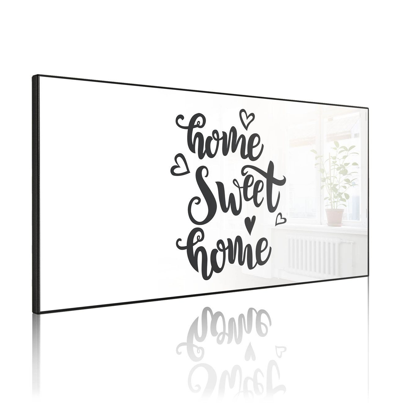 banjado Magnettafel Schwarz aus Stahl Querformat mit Motiv Home sweet Home 3, (inkl. 4 Magnete, Stahlmagnettafel)