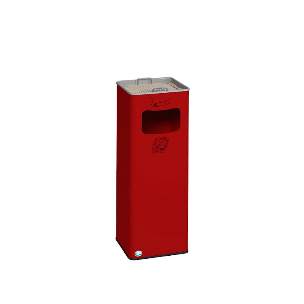 PROREGAL® Aschenbecher Klassischer Kombiascher eckig 66,5x26x26cm Rot