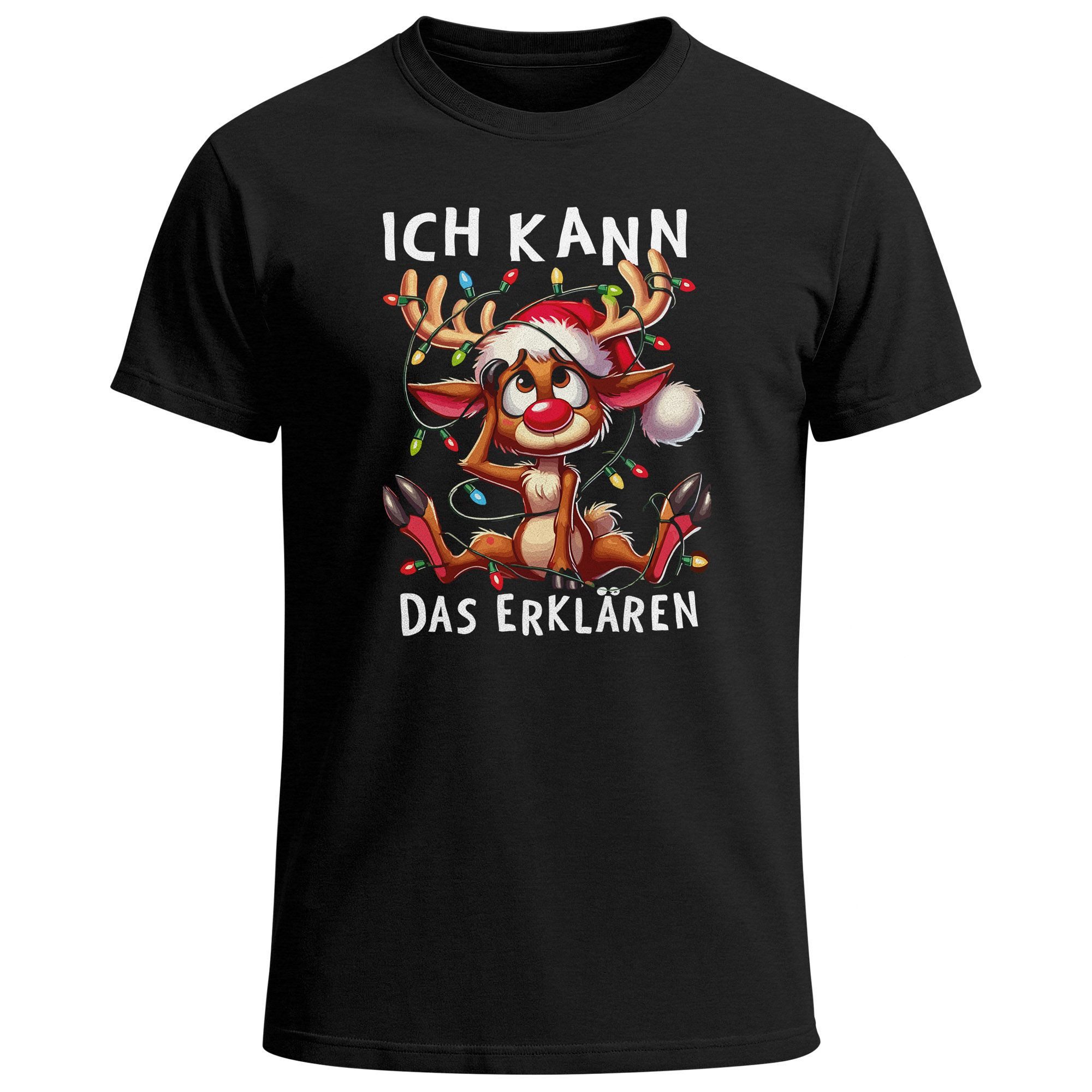 MoonWorks Print-Shirt Herren T-Shirt Weihnachten Elch Rentier Lichterkette günstig online kaufen