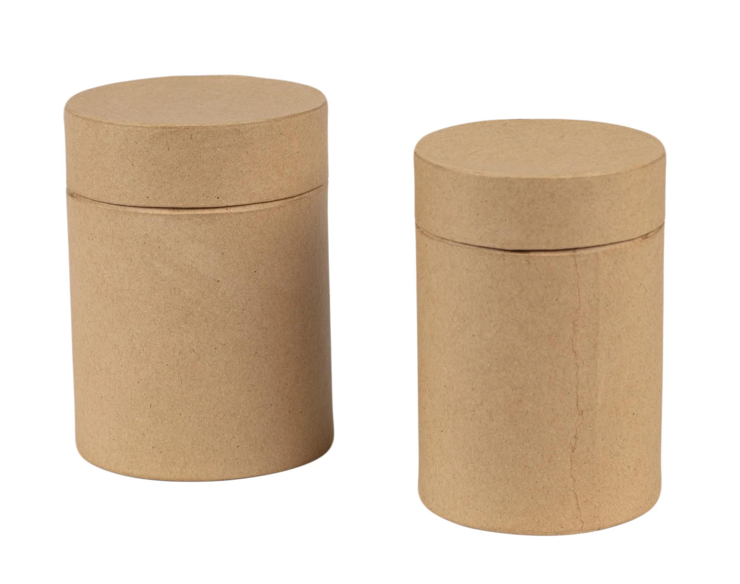décopatch Papierdekoration Pappmaché, Set 2 Teedosen 9x9x12,7 cm + 10x10x13cm Kartonbraun BTS089C, DECO-Supports