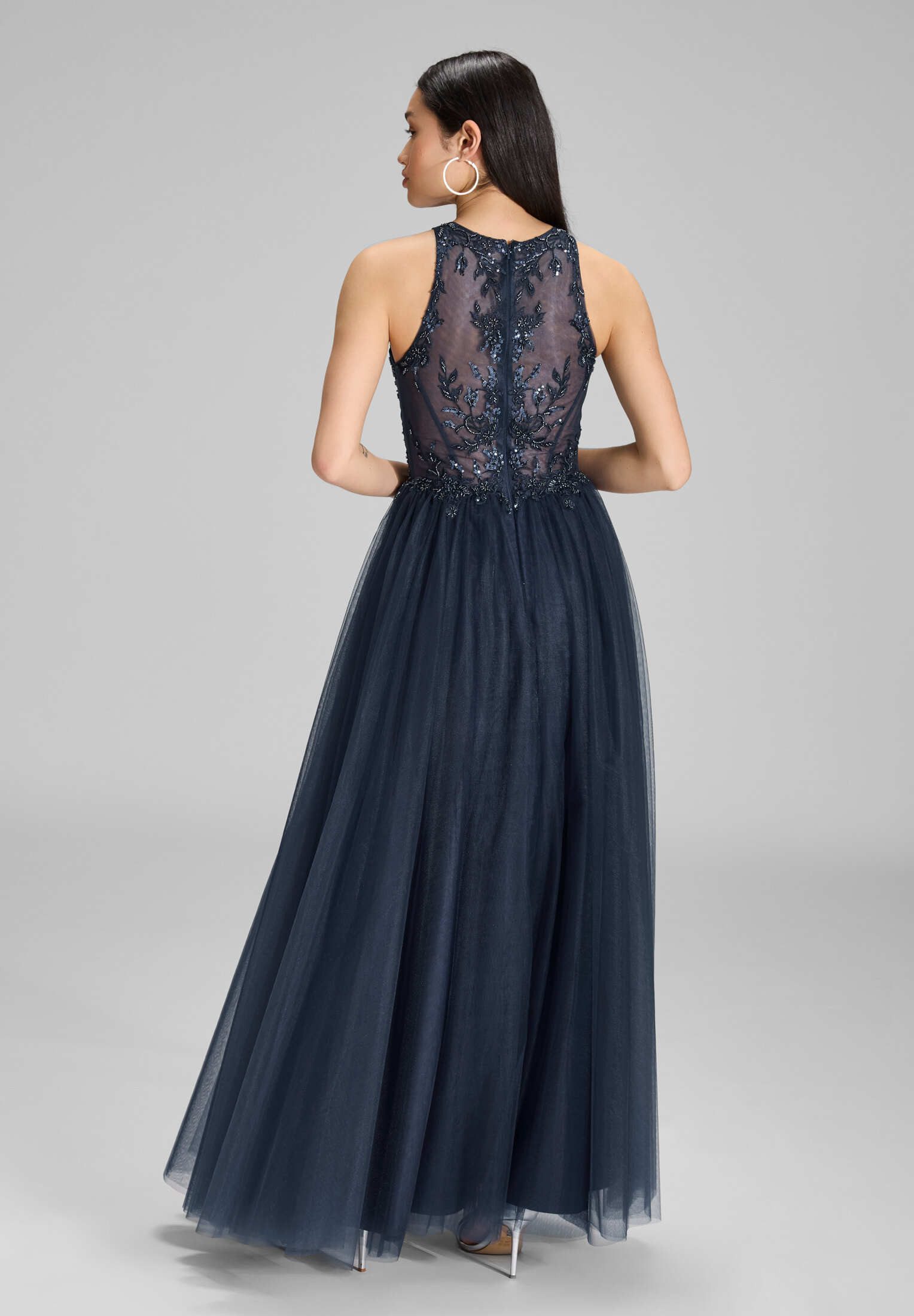 Hey Kyla Abendkleid - Bodenlanges Tüllkleid mit Stickerei Taillierter Schni günstig online kaufen