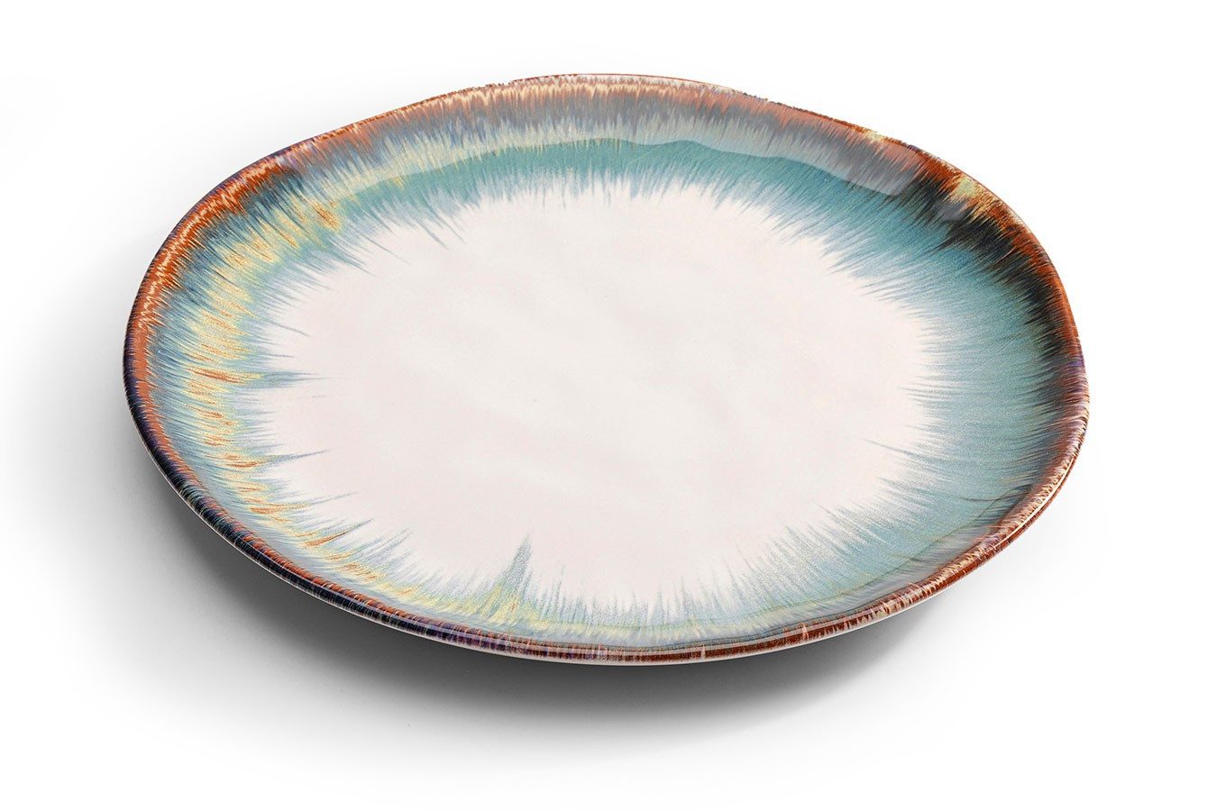 Kare Teller Essteller Organic Weiss Blau D 26 cm