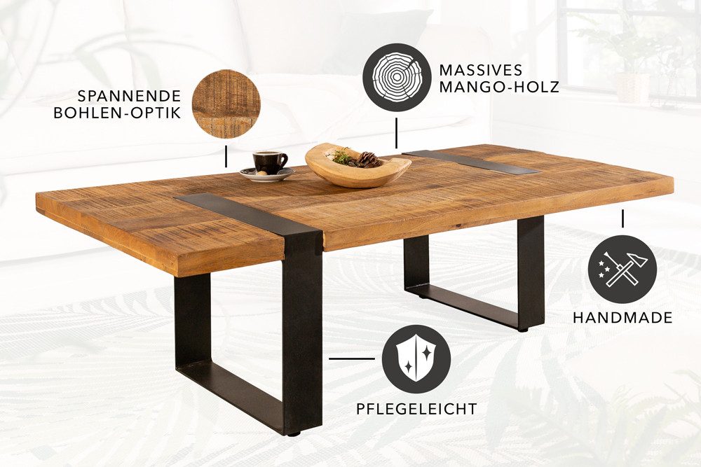 riess-ambiente Couchtisch IRON CRAFT 100cm braun / schwarz (Einzelartikel, 1-St), Wohnzimmertisch · Massivholz · Metall · Kufen-Gestell · eckig · Design