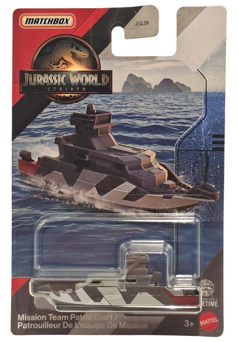 MATCHBOX Spielzeug-Schiff Matchbox Jurassic World Rebirth Mission Team Patrol Craft Schiff Boot
