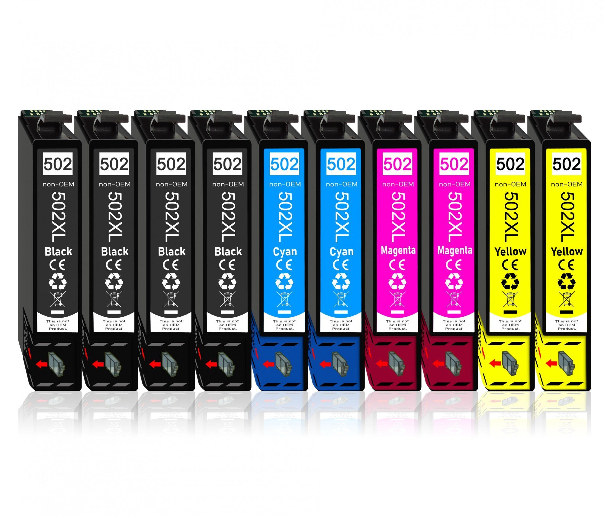 Druckerparadies 10er Pack Druckerpatronen 502 502XL kompatibel mit Epson WF-2865 Tintenpatrone (10-tlg)