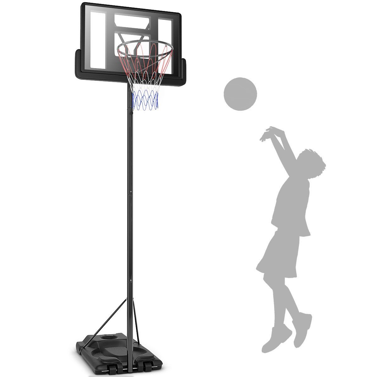 COSTWAY Basketballkorb Basketballständer, 260-305cm höhenverstellbar