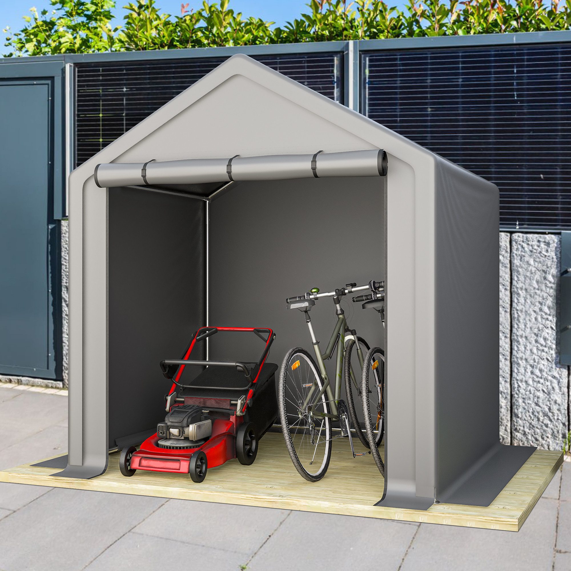 Yoimoimo Gartenhaus Stabile Fahrradgarage 190x170x200cm, Grau - Wasserdicht & UV-Beständig