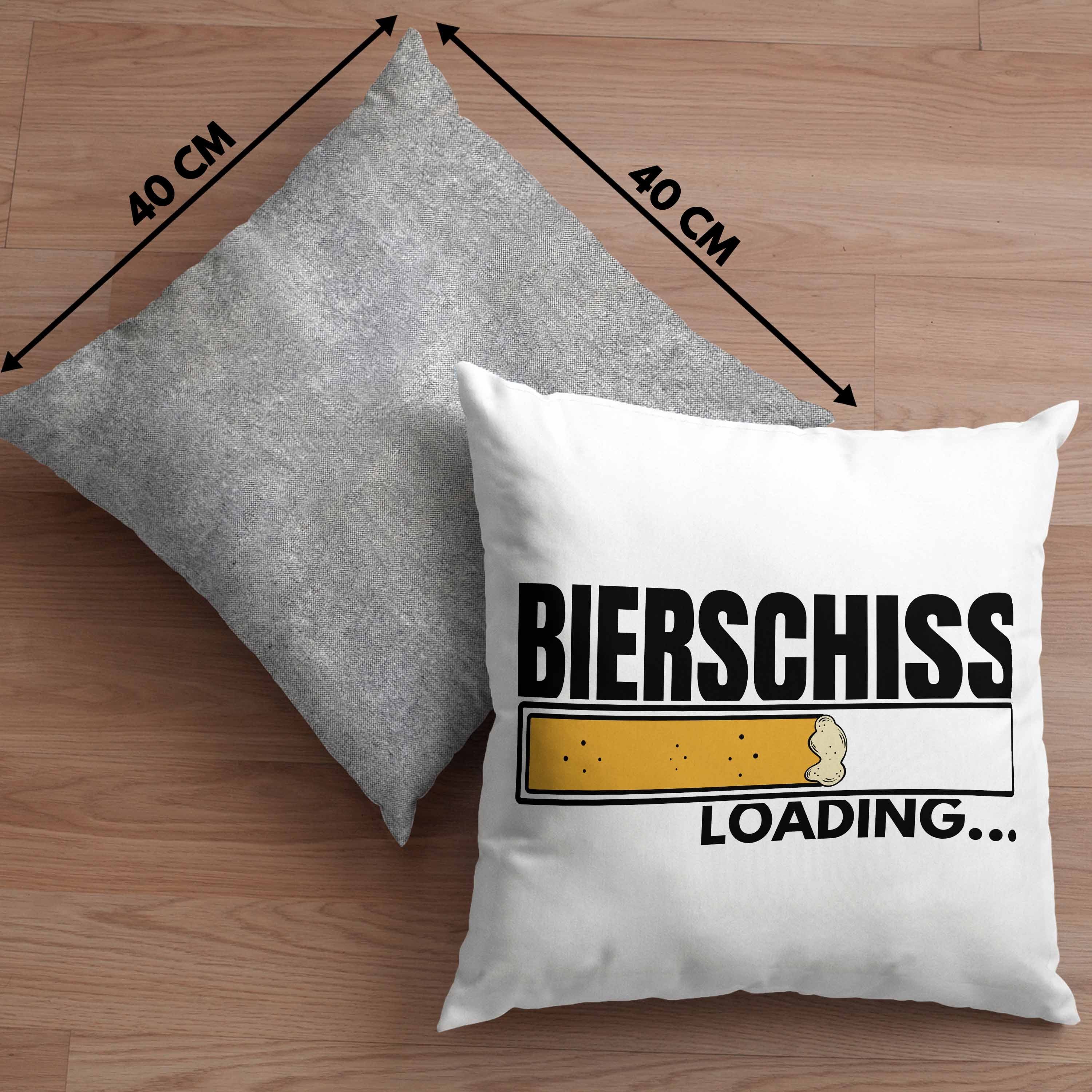 Dekokissen Lustiger Trendation 40x40 Mann Loading Bierschiss Dekokissen Grau Geschenkidee Spruch Kissen Party mit Füllung Männer - Trendation