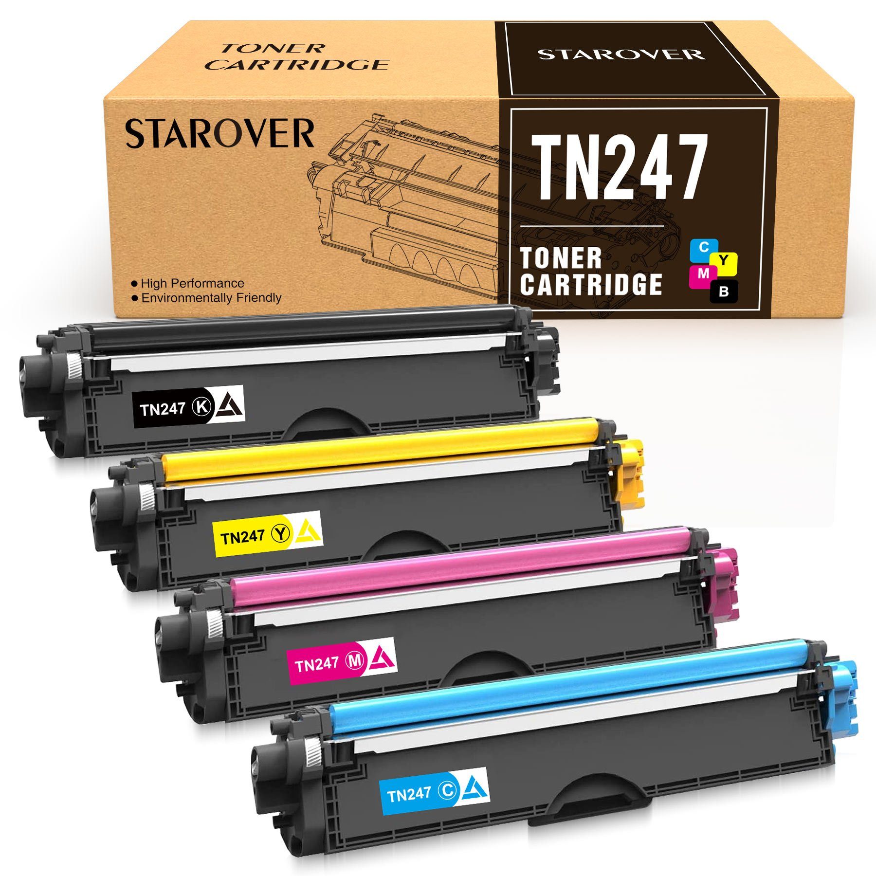 STAROVER Tonerkartusche Kompatible für Brother TN 243BK TN 247cmyk, (Kompatibel für Brother TN243 TN247 DCP-L3550CDW MFC-L3770CDW HL-L3230CDW HL-L3210CW), HL-L3270CDW MFC-L3710CW MFC-L3730CDN L3510CDW