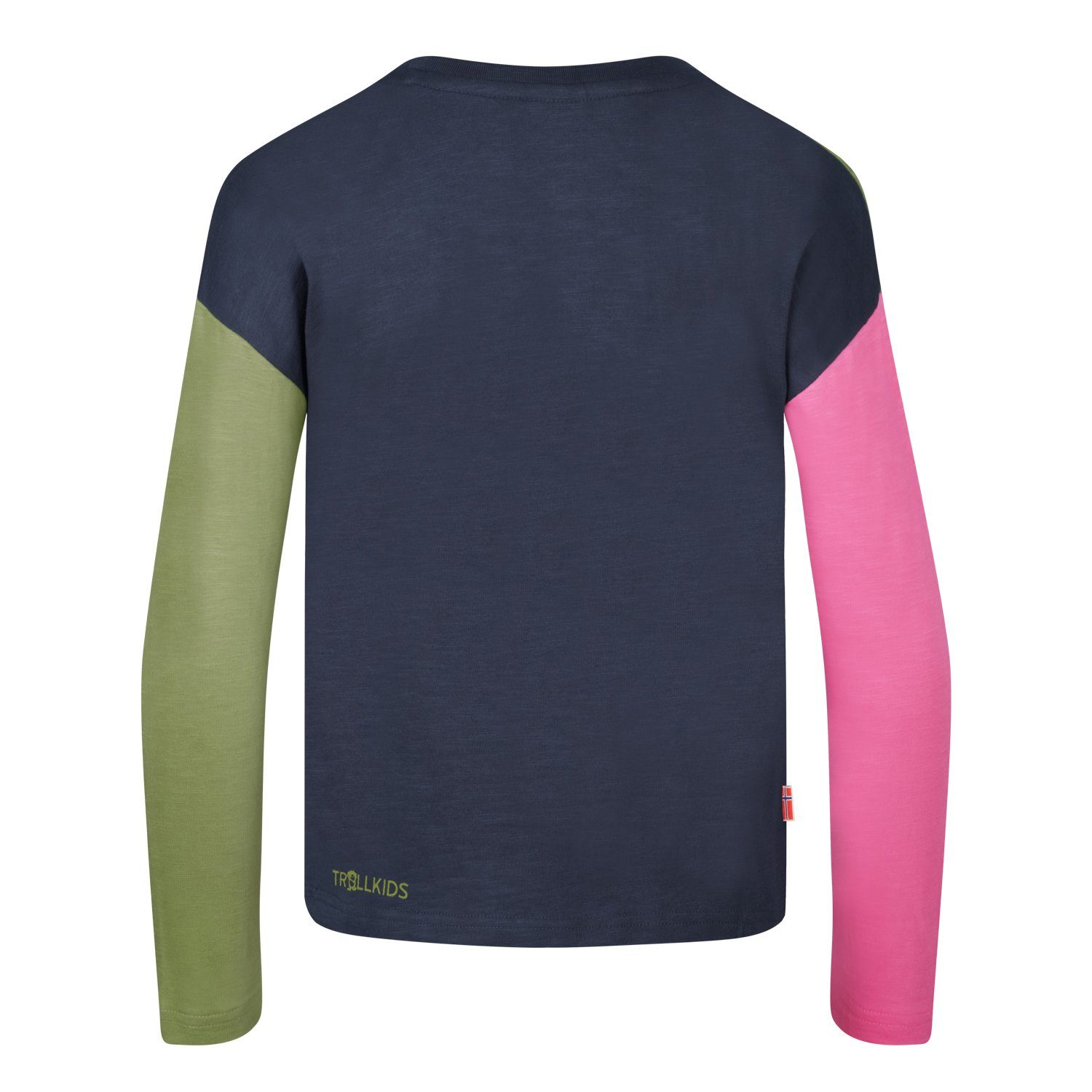 TROLLKIDS Dunkle Longsleeve Bio-Baumwolle Verdal Olive/Hellmagenta/Marine