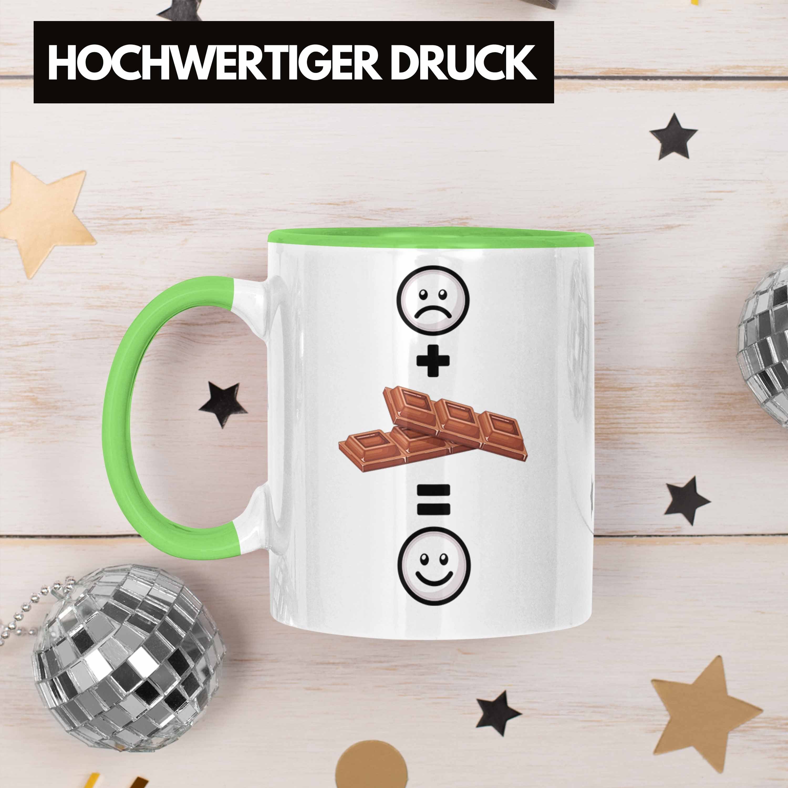 Trendation Tasse Grün Schoko-Liebhaber :( Tasse Lustige Schokolade für Geschenk Geschenkidee