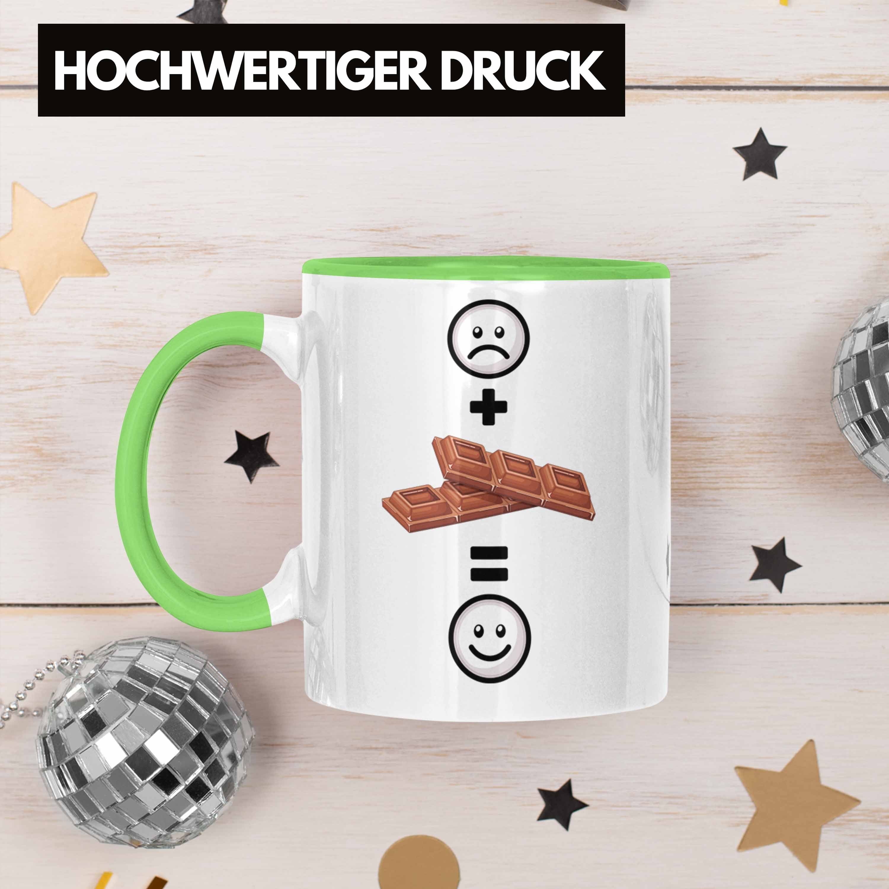 Lustige Schoko-Liebhaber Grün Tasse Geschenkidee Geschenk Trendation Tasse :( Schokolade für