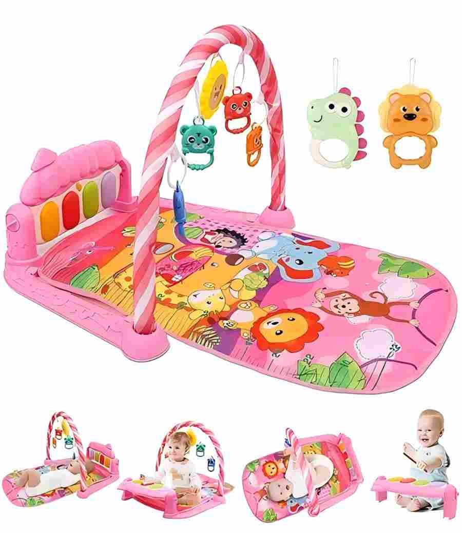 SinLaw Spielmatte Baby-Spielmatte mit Spielbogen und herausnehmbarem Spielzeug, rosa, Mit Licht- und Soundeffekten