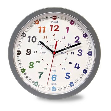 Bada Bing Wanduhr Lernuhr für Kinder 25cm Ø Uhr zum Lernen der Uhrzeit Kinderuhr (Lautlos ohne Ticken, inkl. Lernblatt)