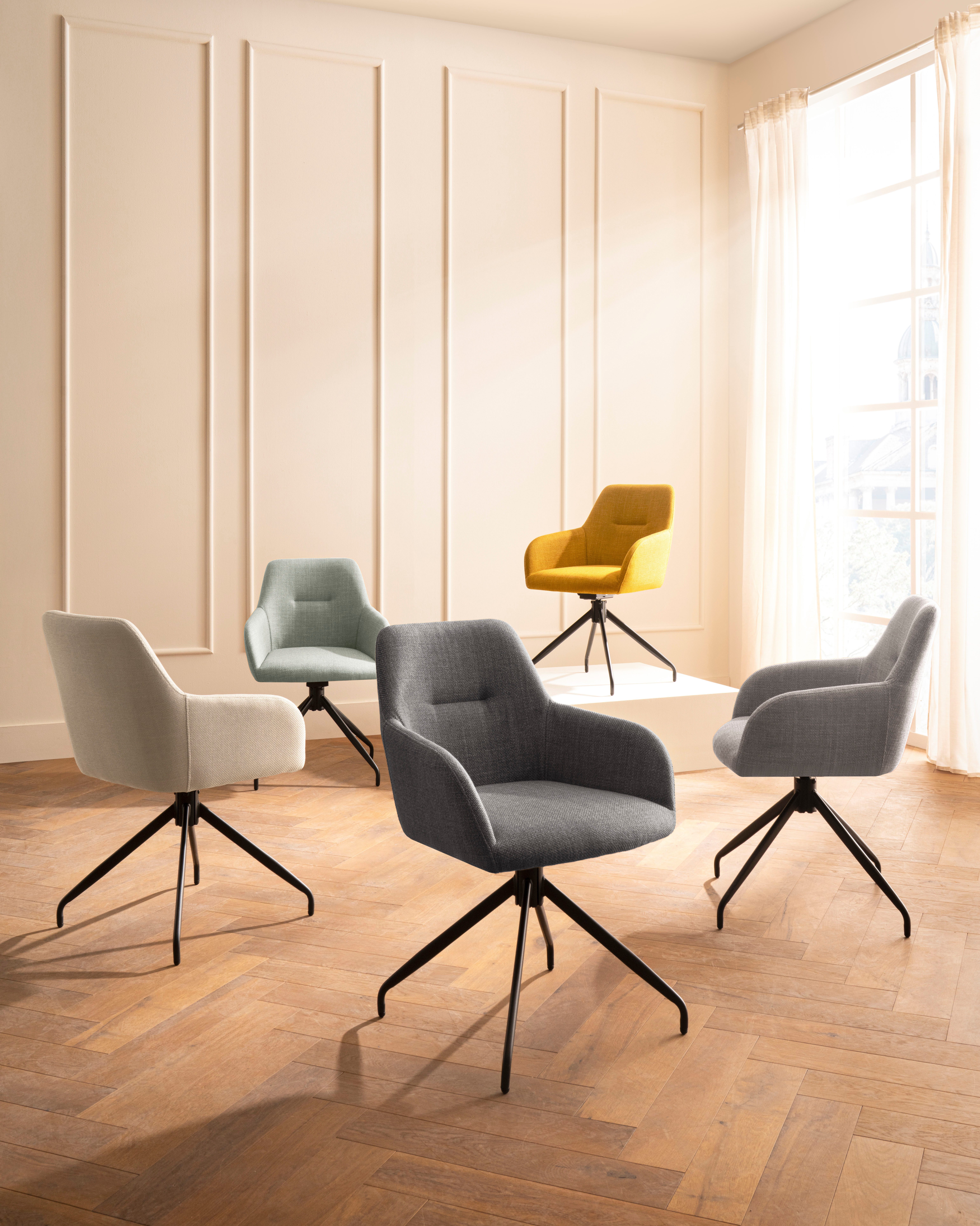 HELA Armlehnstuhl TRIEST (Set, 2 St), Sessel, 360° drehbar, Gestell abgeknickt, Relaxfunktion, Armlehnen